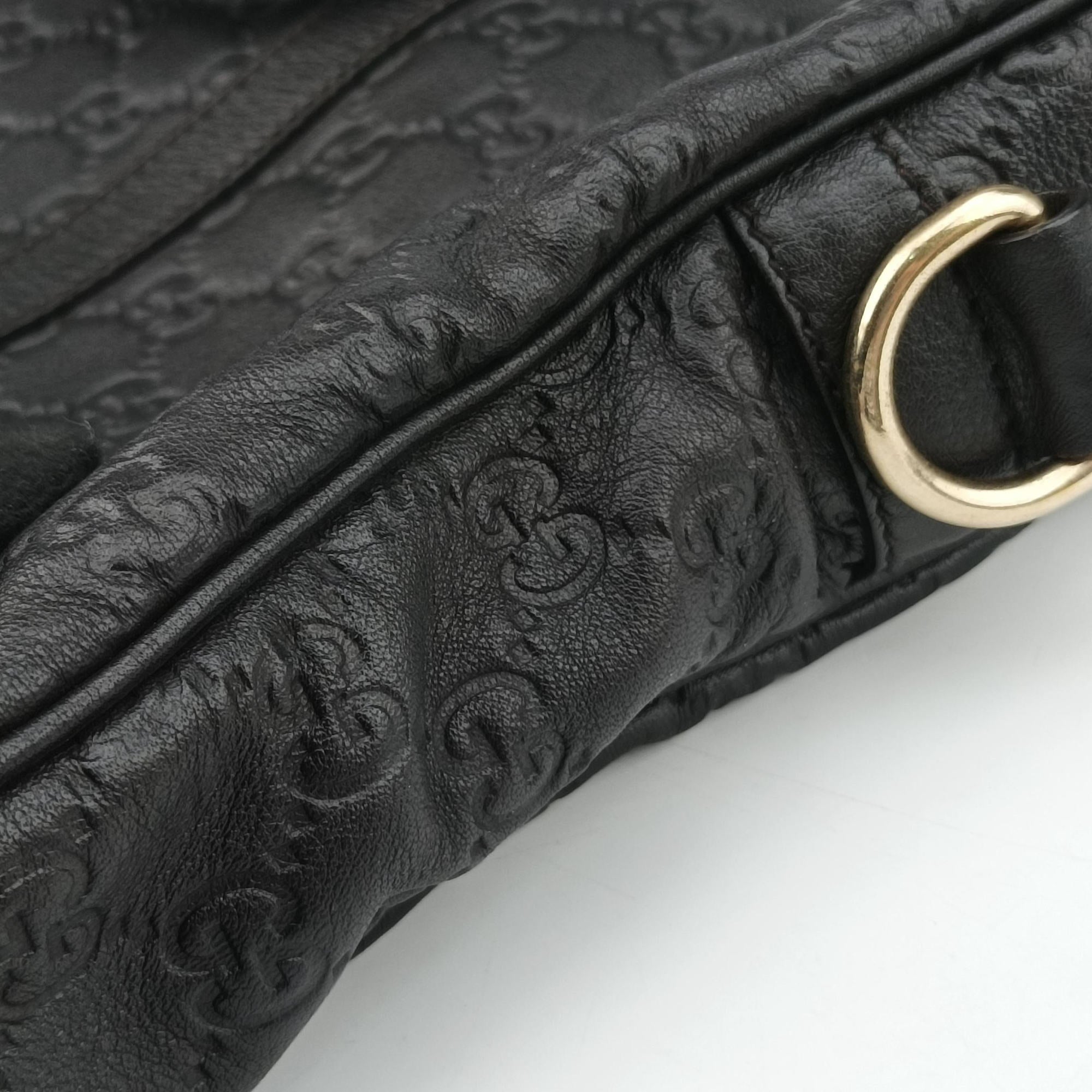 Pre-owned Gucci Guccissima Black Leather 208463 handbag | stylenewstar
