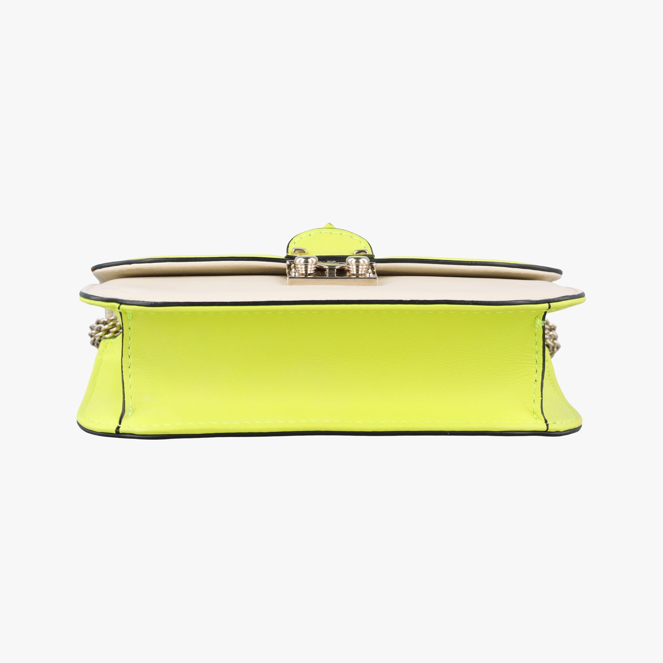 Secondhand Valentino Rockstud Glam Lock yellow×white Leather  shoulderbag | stylenewstar
