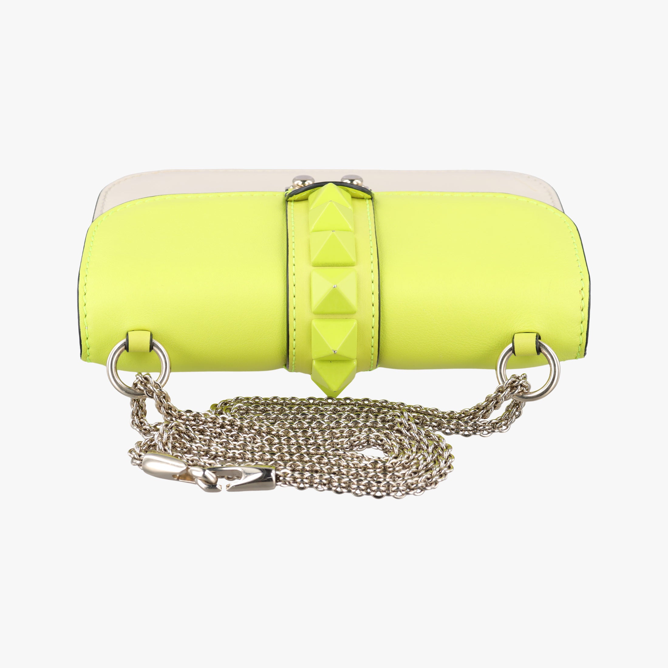 Secondhand Valentino Rockstud Glam Lock yellow×white Leather  shoulderbag | stylenewstar