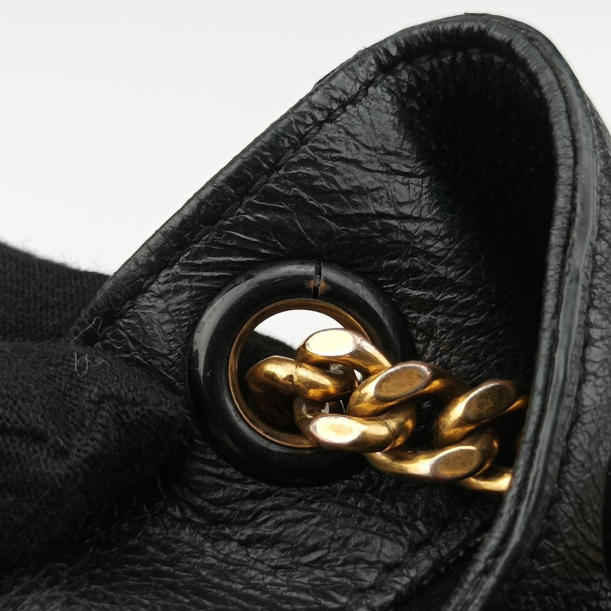 Pre-owned Yves Saint Laurent Festival Fringed Black Leather 434594 shoulderbag | stylenewstar