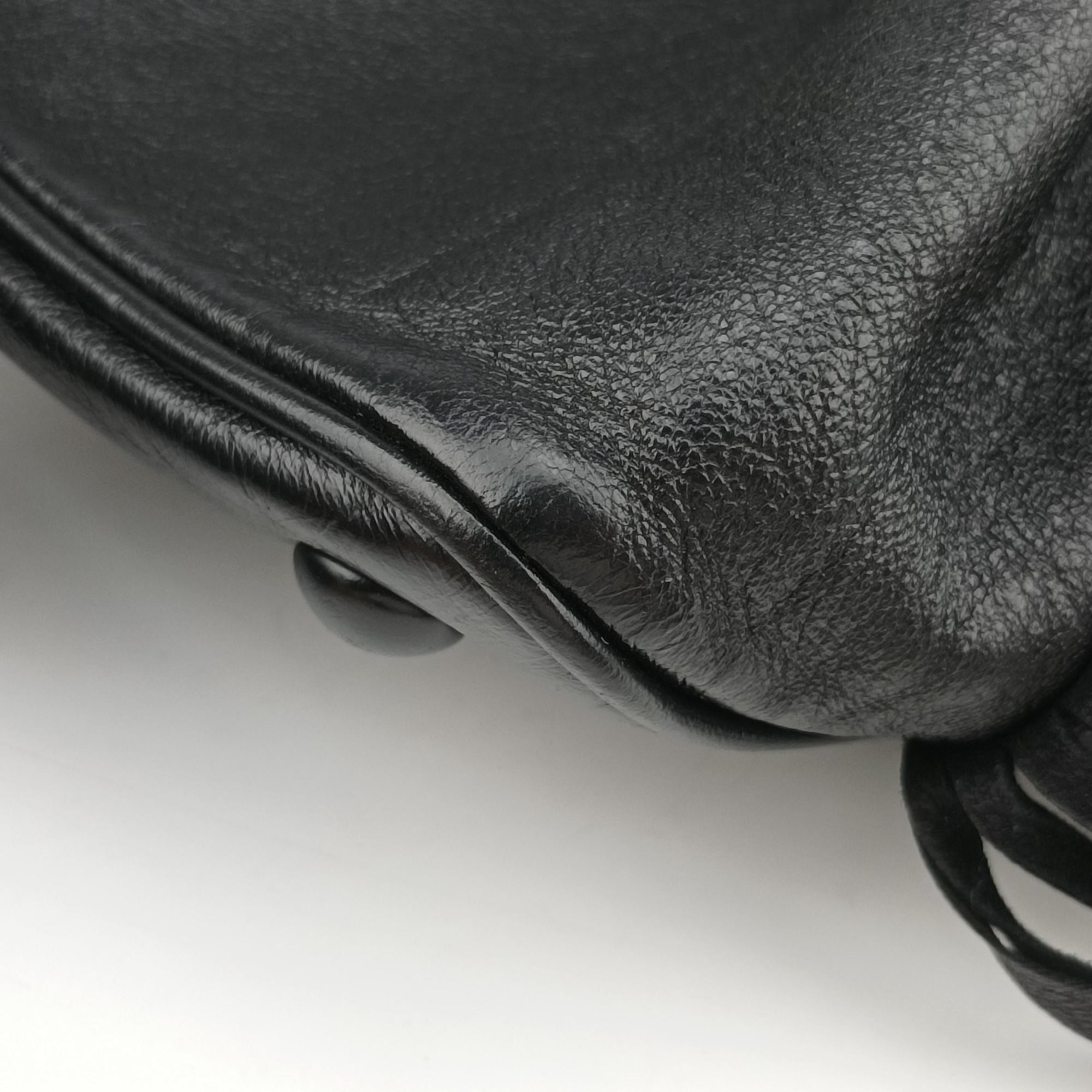 Pre-owned Yves Saint Laurent Festival Fringed Black Leather 434594 shoulderbag | stylenewstar