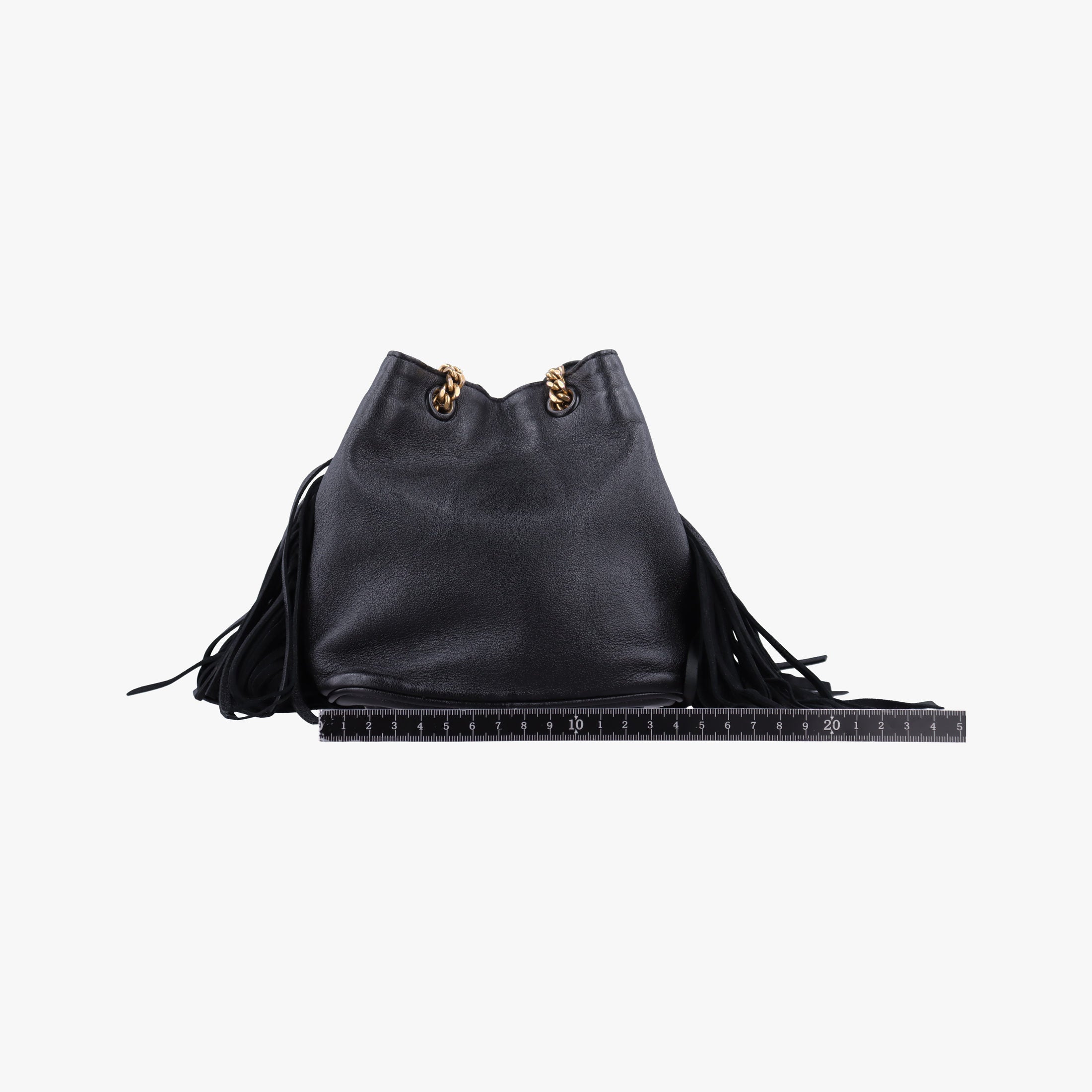 Pre-owned Yves Saint Laurent Festival Fringed Black Leather 434594 shoulderbag | stylenewstar
