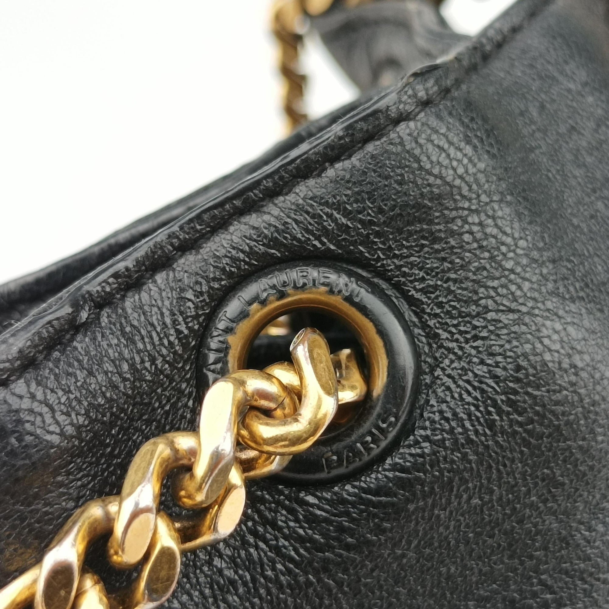 Pre-owned Yves Saint Laurent Festival Fringed Black Leather 434594 shoulderbag | stylenewstar
