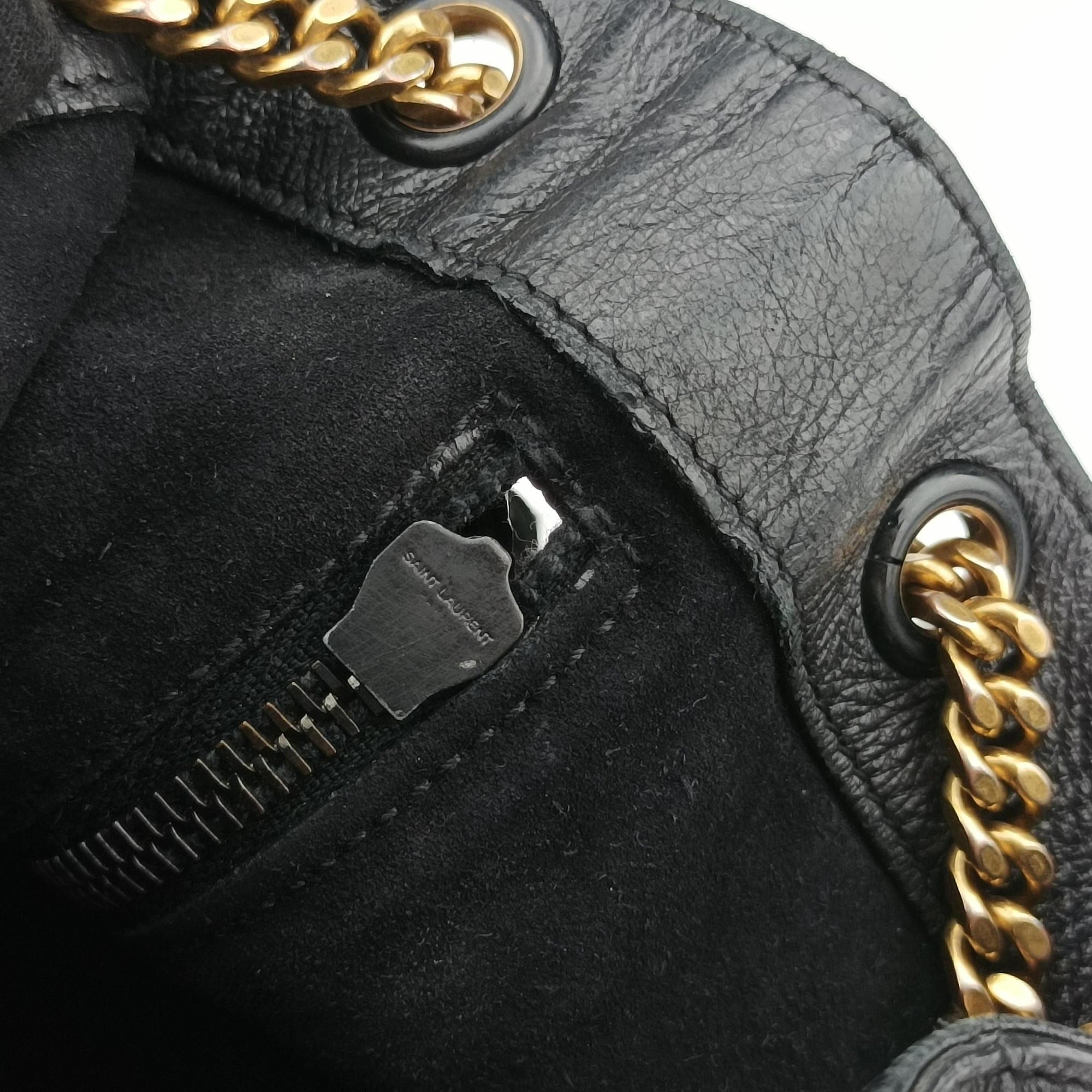 Pre-owned Yves Saint Laurent Festival Fringed Black Leather 434594 shoulderbag | stylenewstar