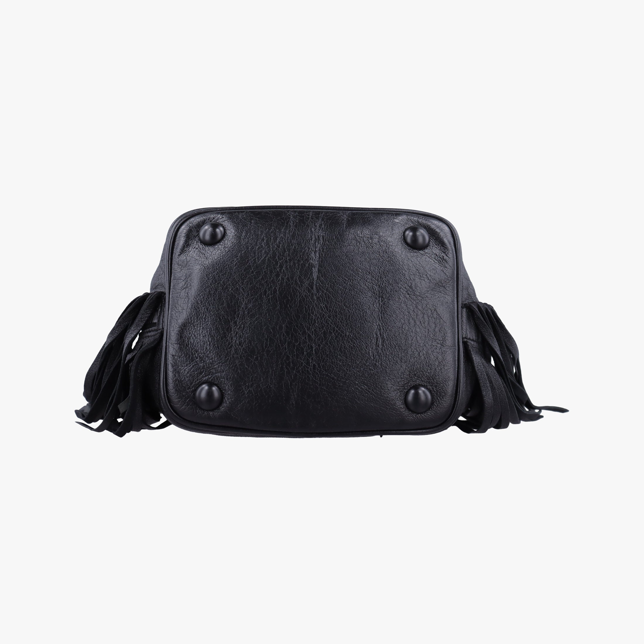 Pre-owned Yves Saint Laurent Festival Fringed Black Leather 434594 shoulderbag | stylenewstar