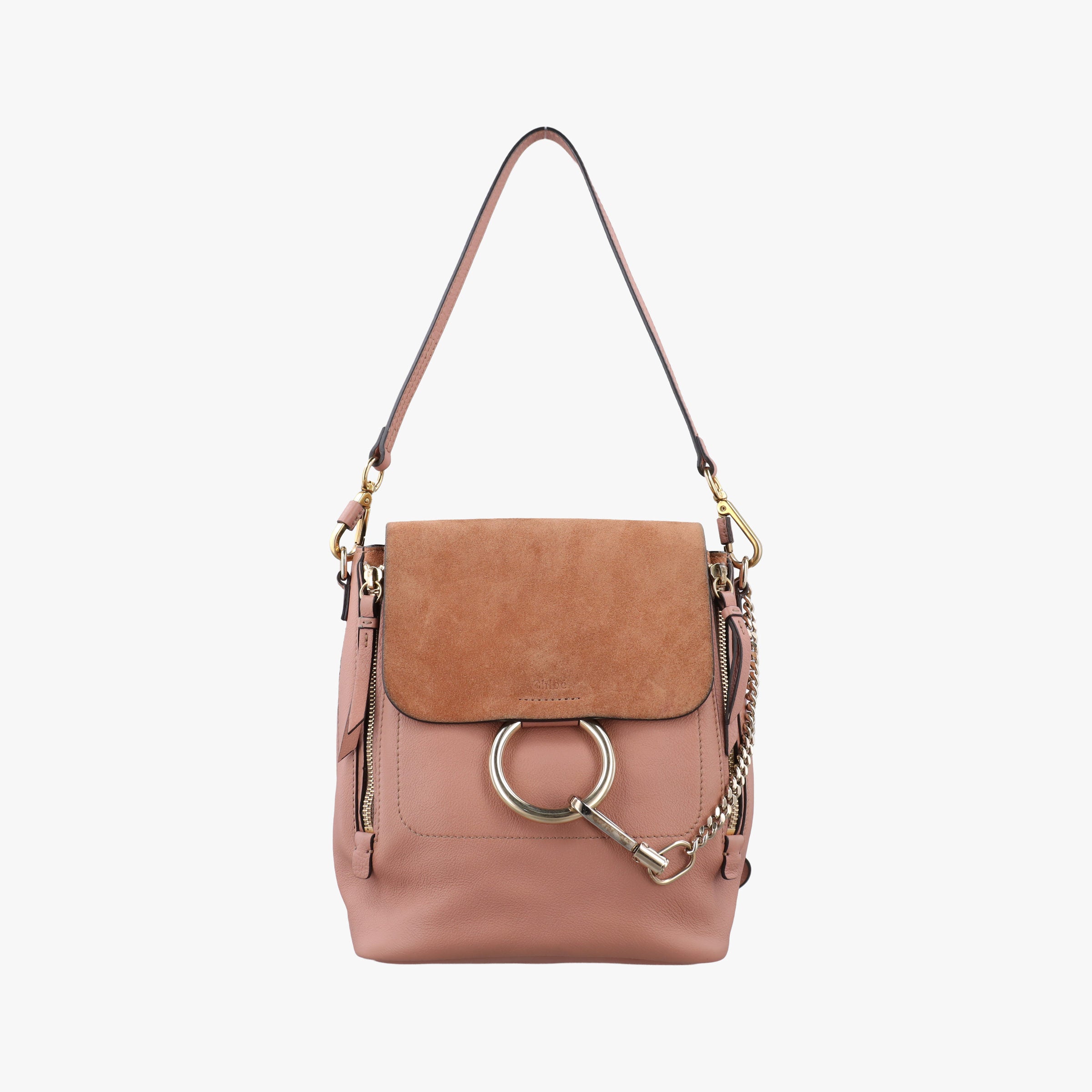 Pre-owned Chloe FAYE mini Brown Suede × leather  backpack/rucksack | stylenewstar