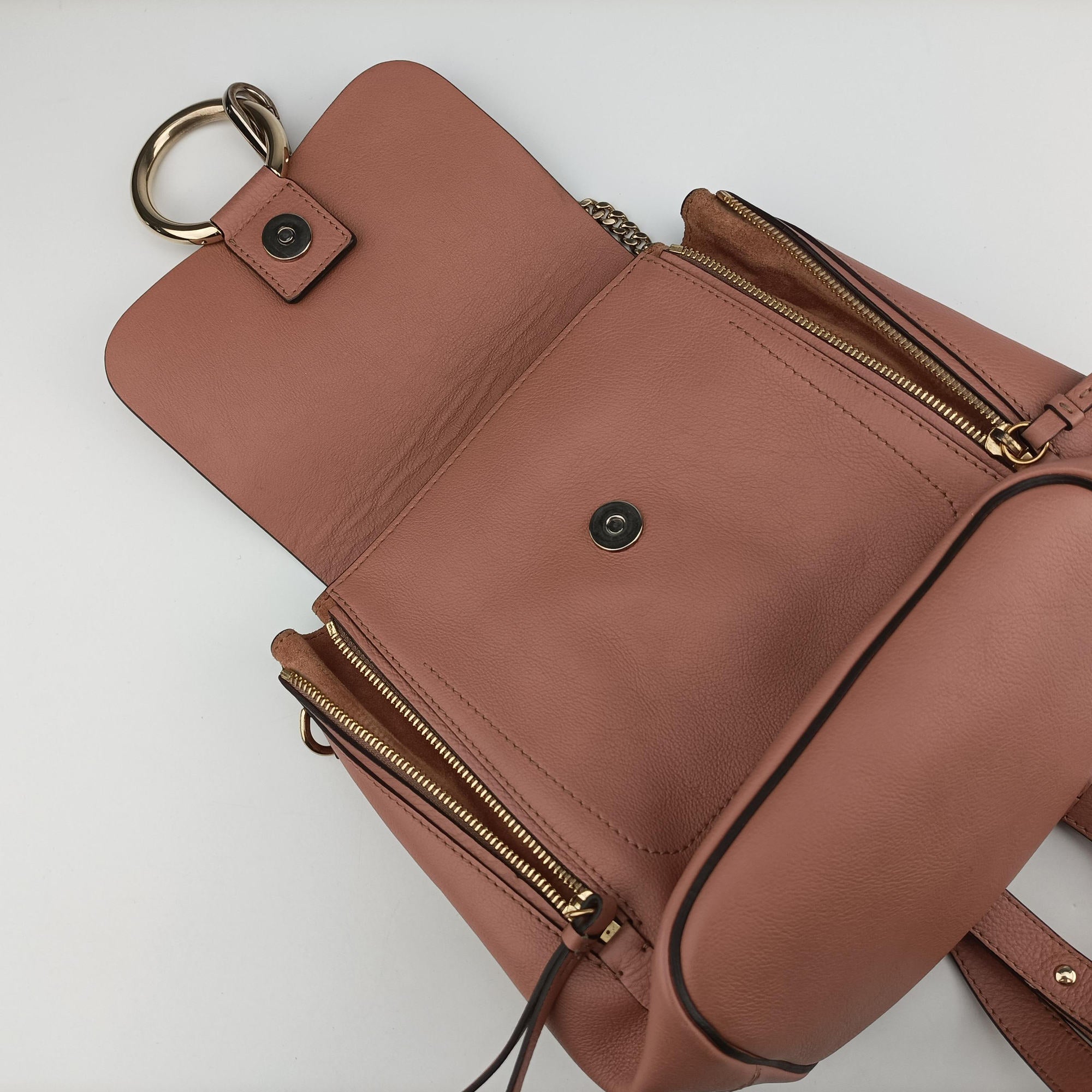 Pre-owned Chloe FAYE mini Brown Suede × leather  backpack/rucksack | stylenewstar
