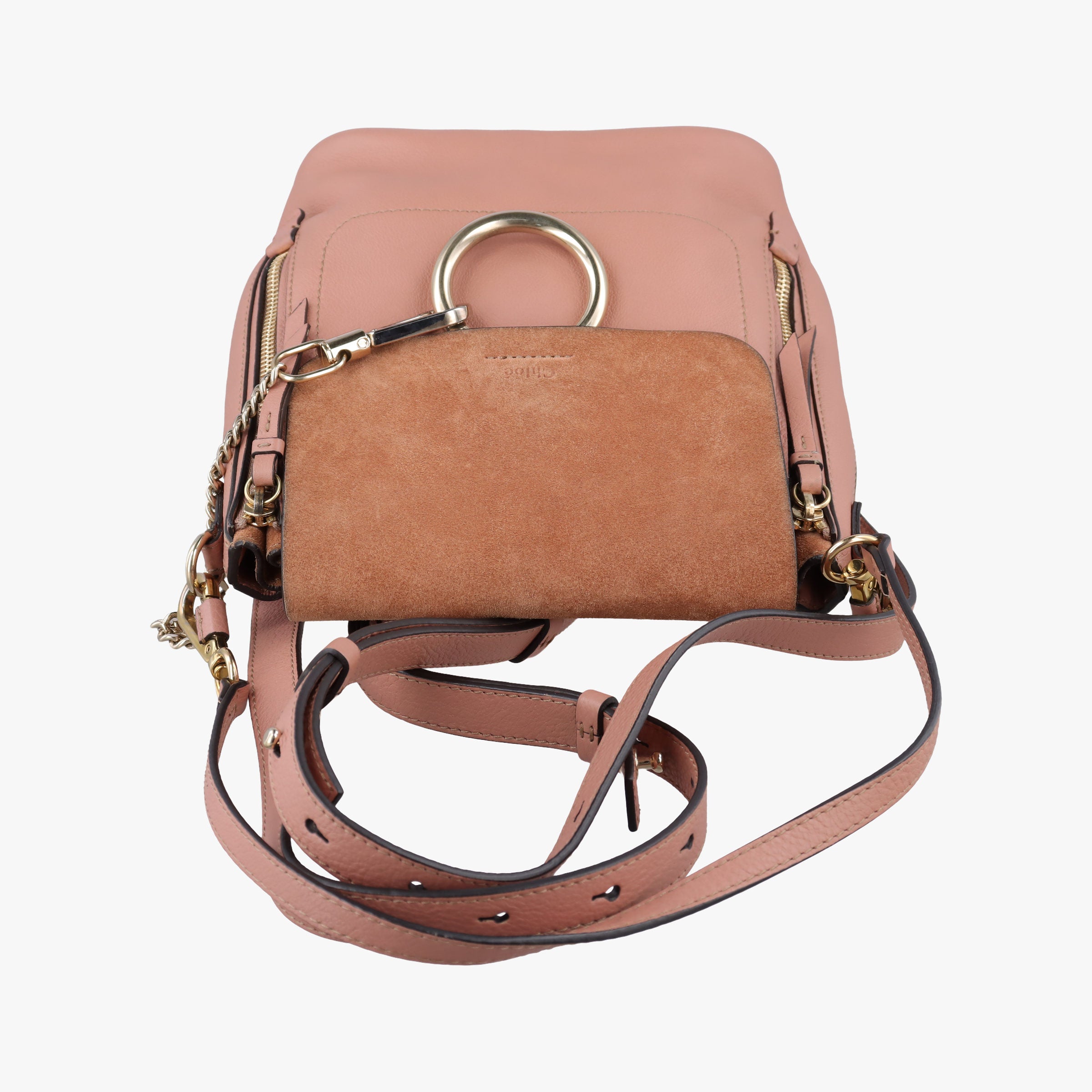 Pre-owned Chloe FAYE mini Brown Suede × leather  backpack/rucksack | stylenewstar