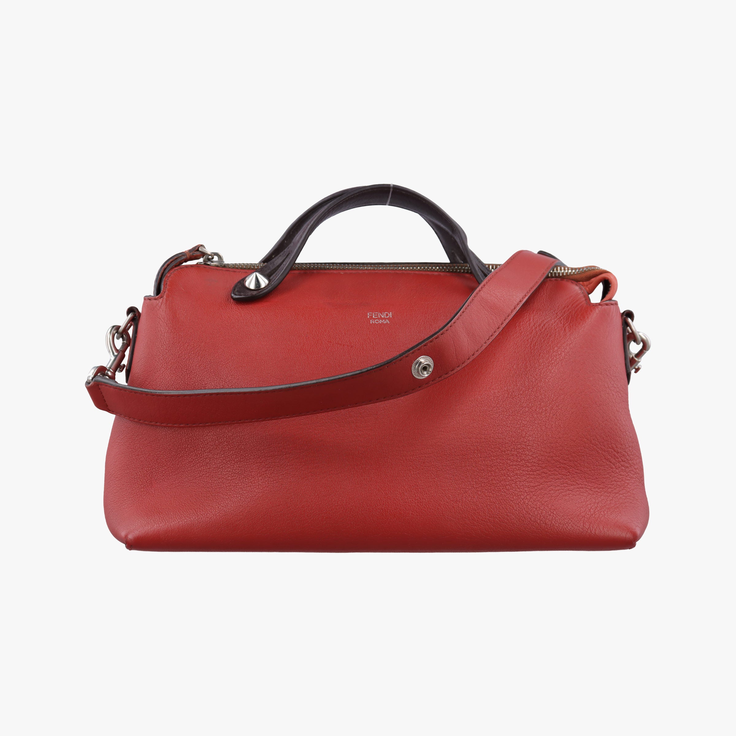 Pre-owned Fendi Small By The Way Red Leather 8BL124 shoulderbag | stylenewstar