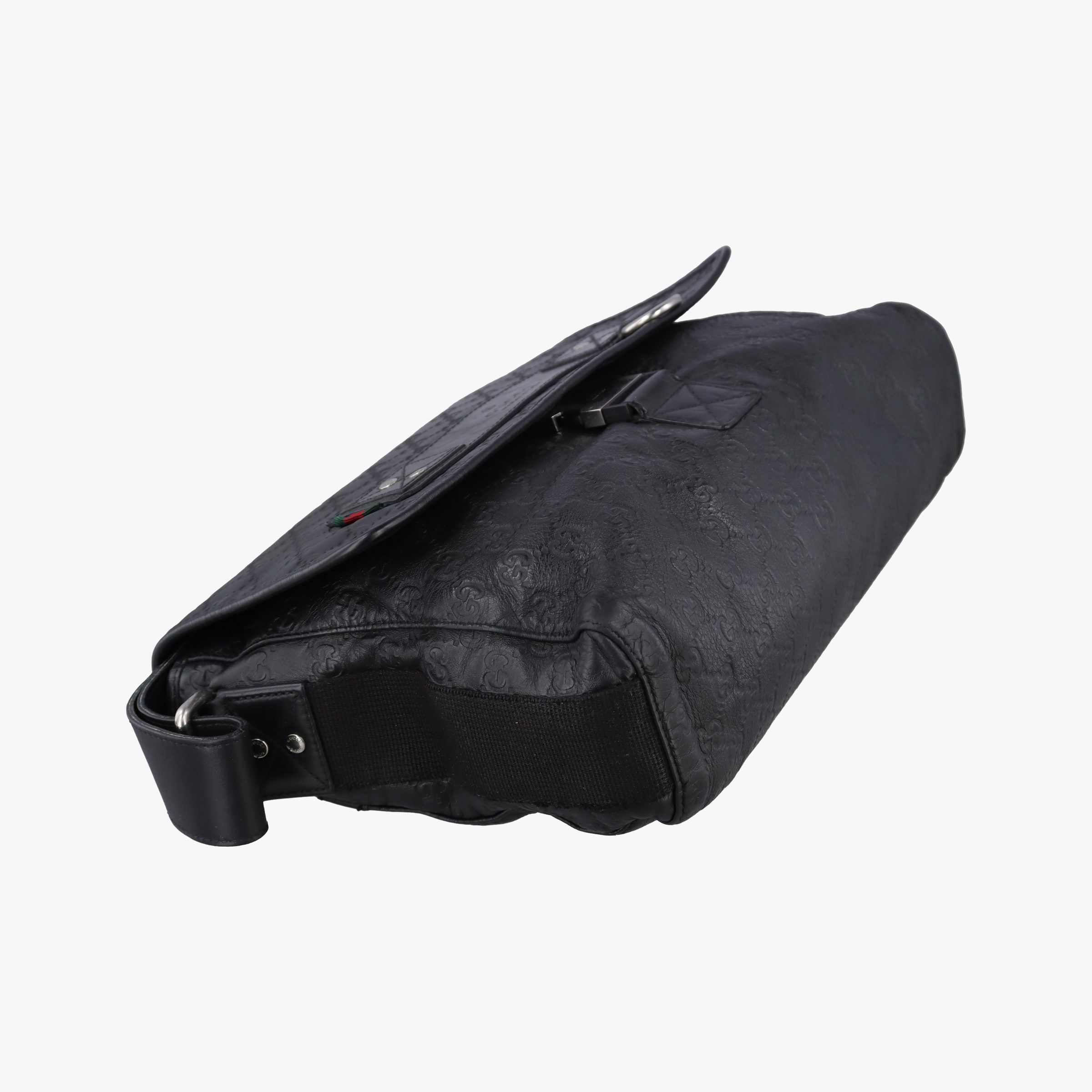 Secondhand Gucci Guccissima Rubber Messenger Black Leather 246067 shoulderbag | stylenewstar