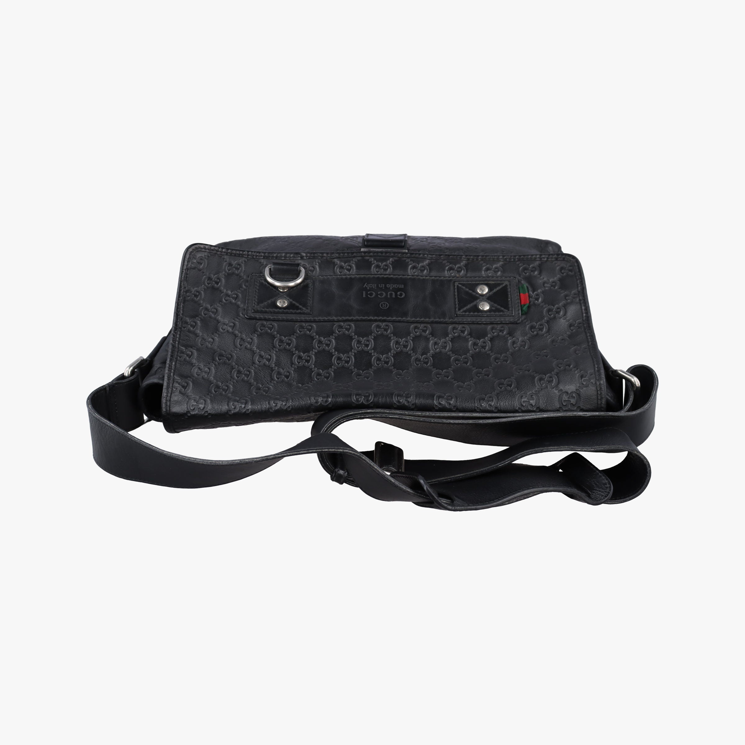 Secondhand Gucci Guccissima Rubber Messenger Black Leather 246067 shoulderbag | stylenewstar