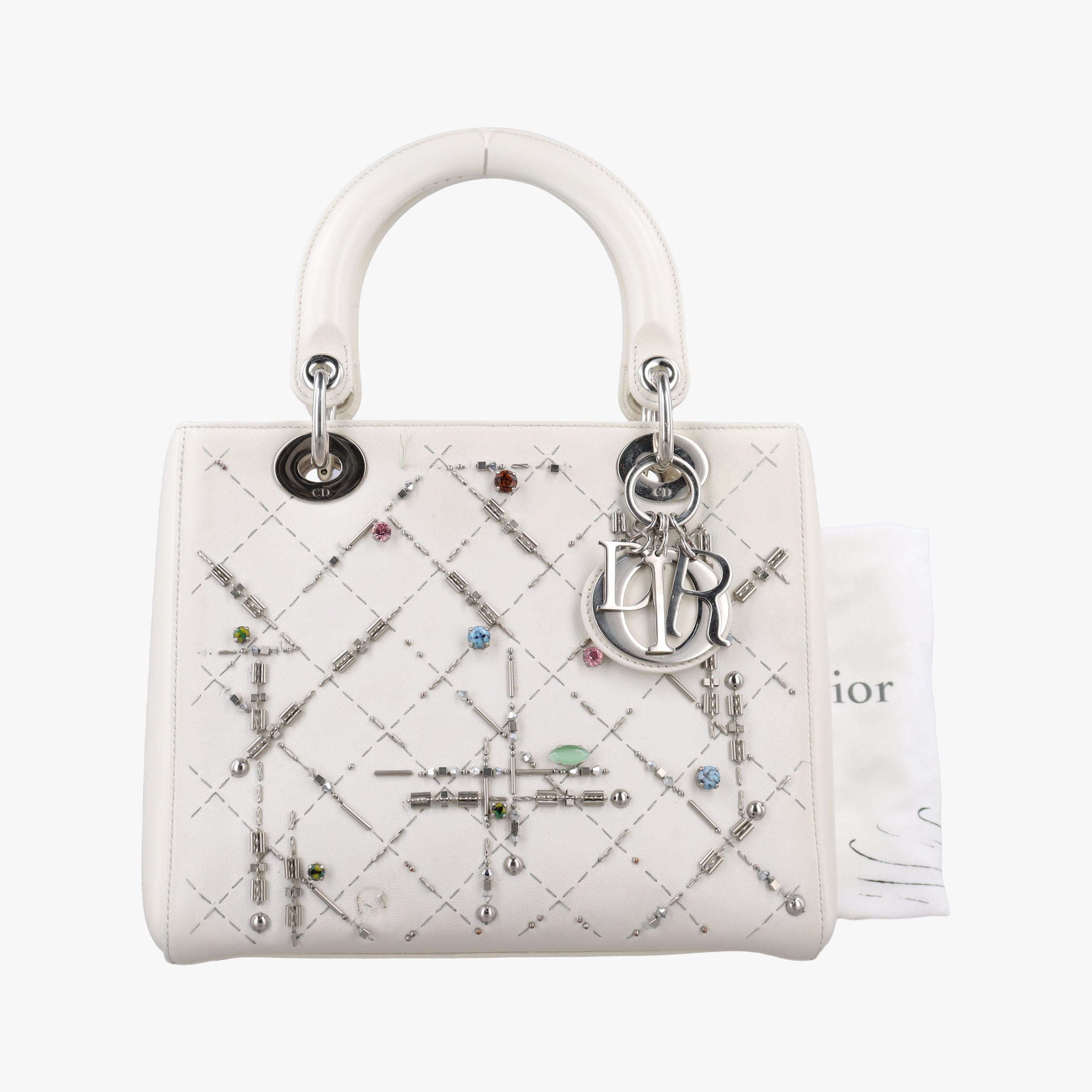 Vintage Christian Dior Lady Dior White leather  handbag | stylenewstar