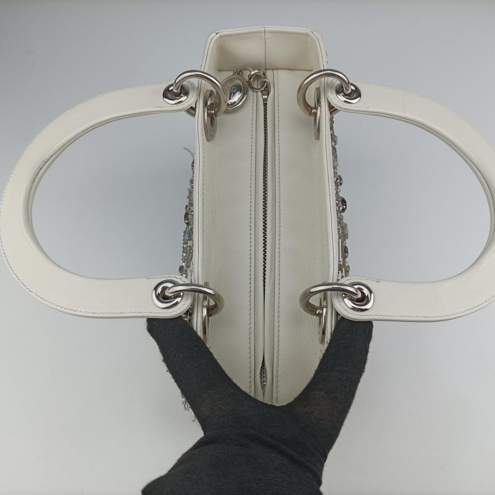 Vintage Christian Dior Lady Dior White leather  handbag | stylenewstar