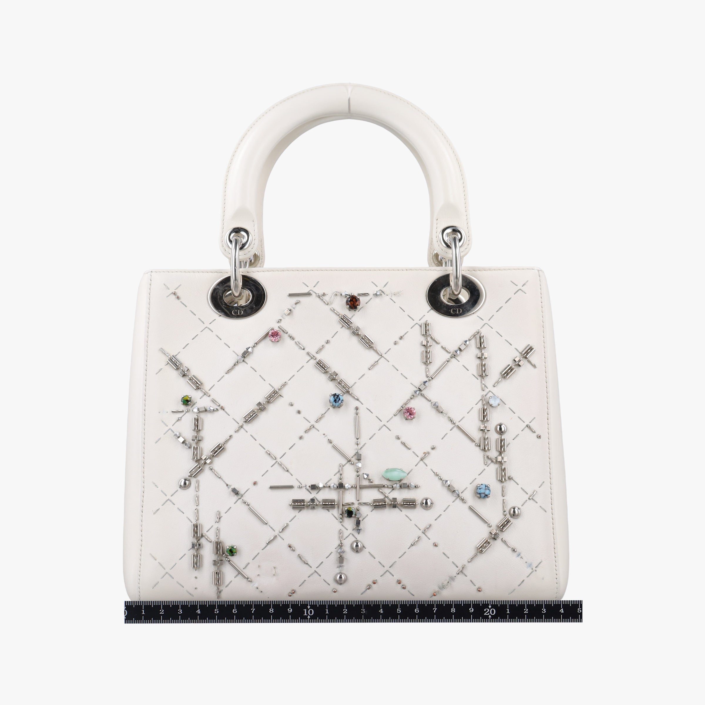 Vintage Christian Dior Lady Dior White leather  handbag | stylenewstar