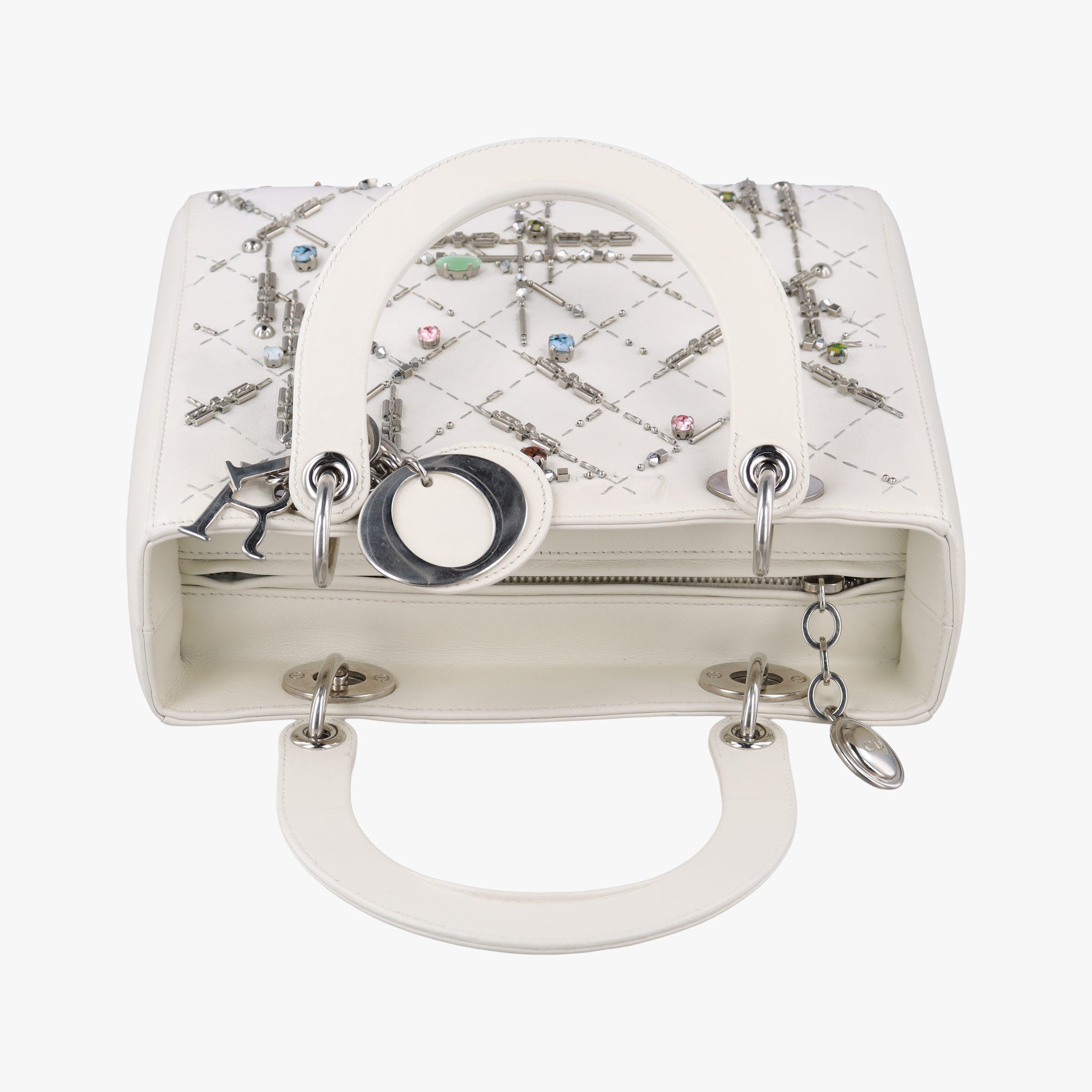 Vintage Christian Dior Lady Dior White leather  handbag | stylenewstar