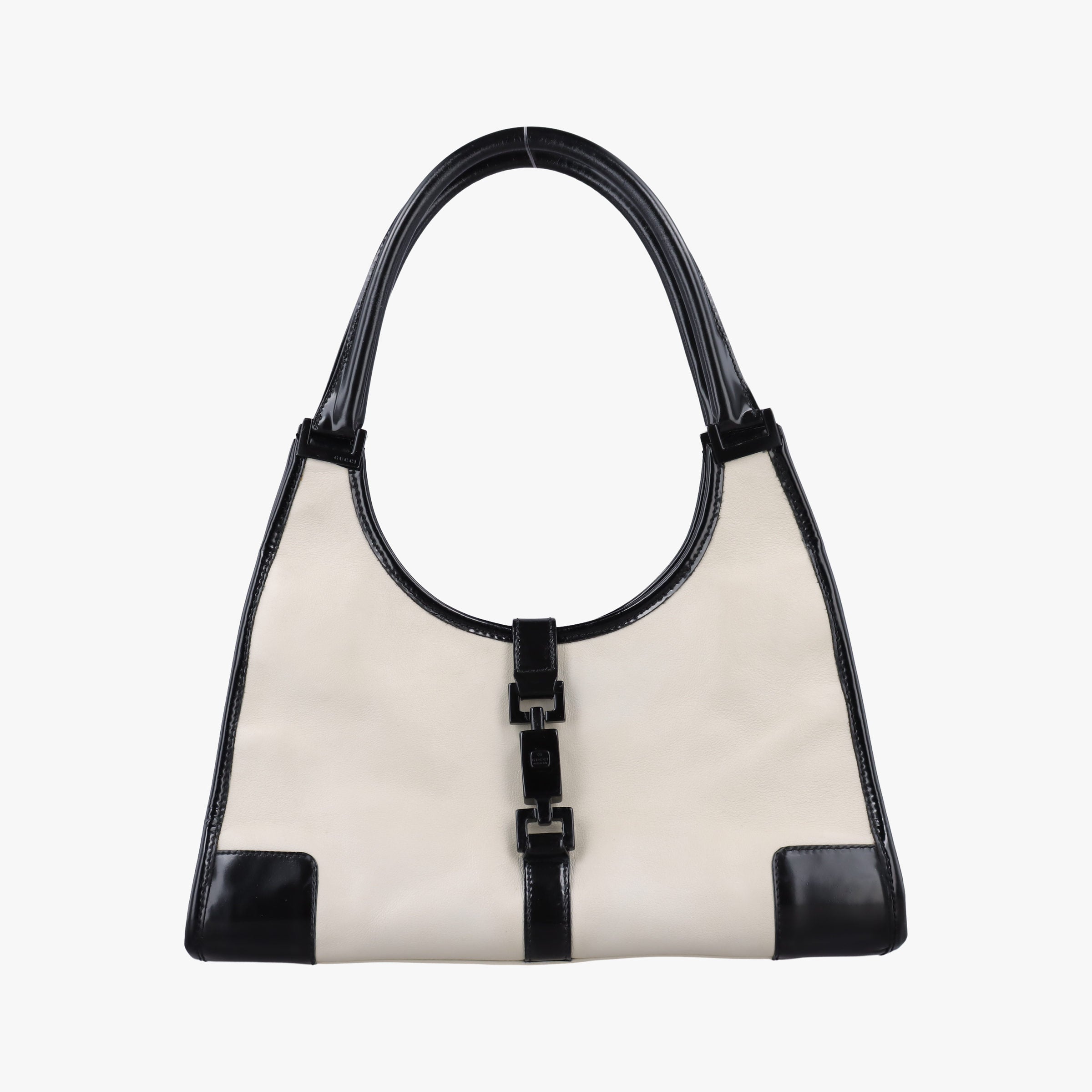 Pre-owned Gucci Jackie White × Black Leather 002.11 shoulderbag | stylenewstar