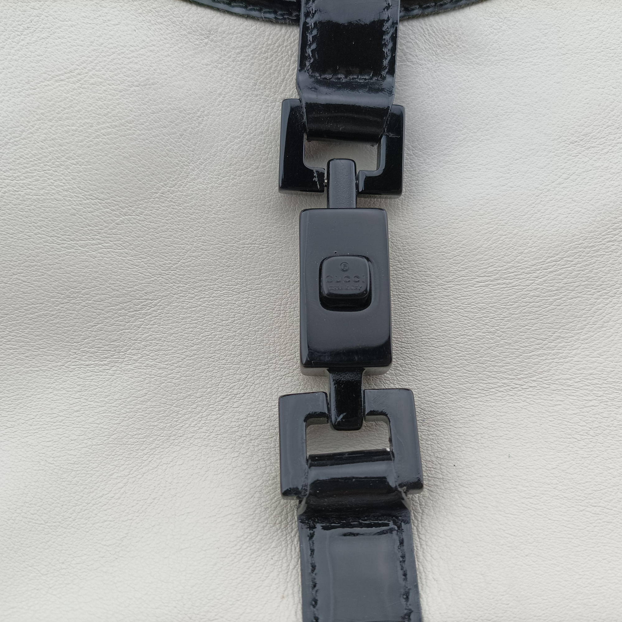 Pre-owned Gucci Jackie White × Black Leather 002.11 shoulderbag | stylenewstar
