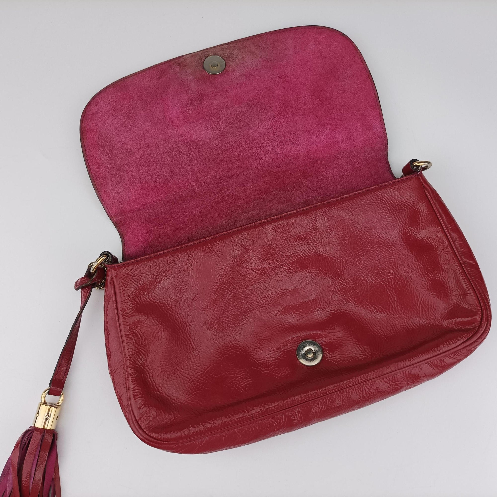 Pre-owned Gucci Soho Rose Patent Leather 336752 shoulderbag | stylenewstar