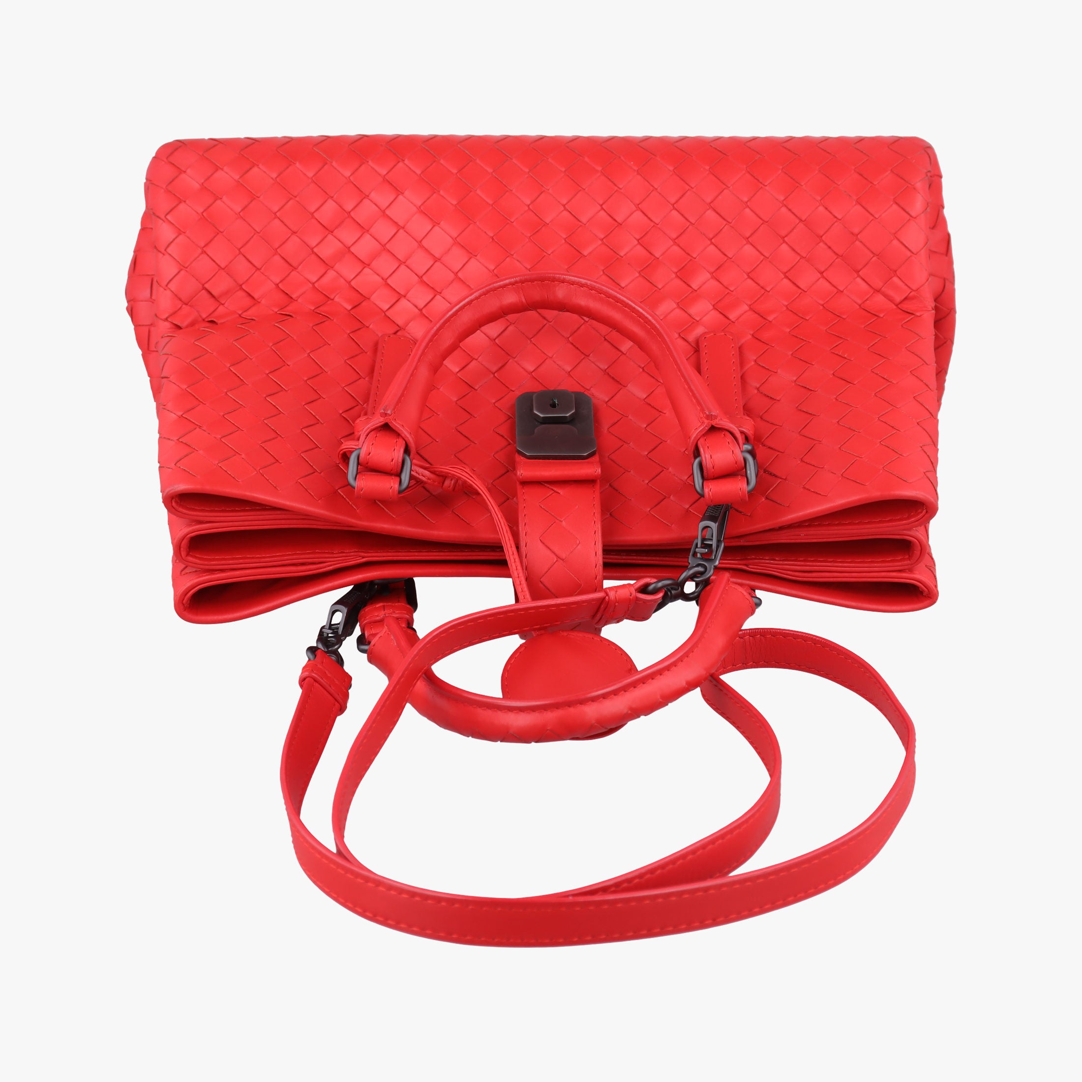 Secondhand Bottega Veneta Roma Intrecciato Red lambskin  shoulderbag | stylenewstar
