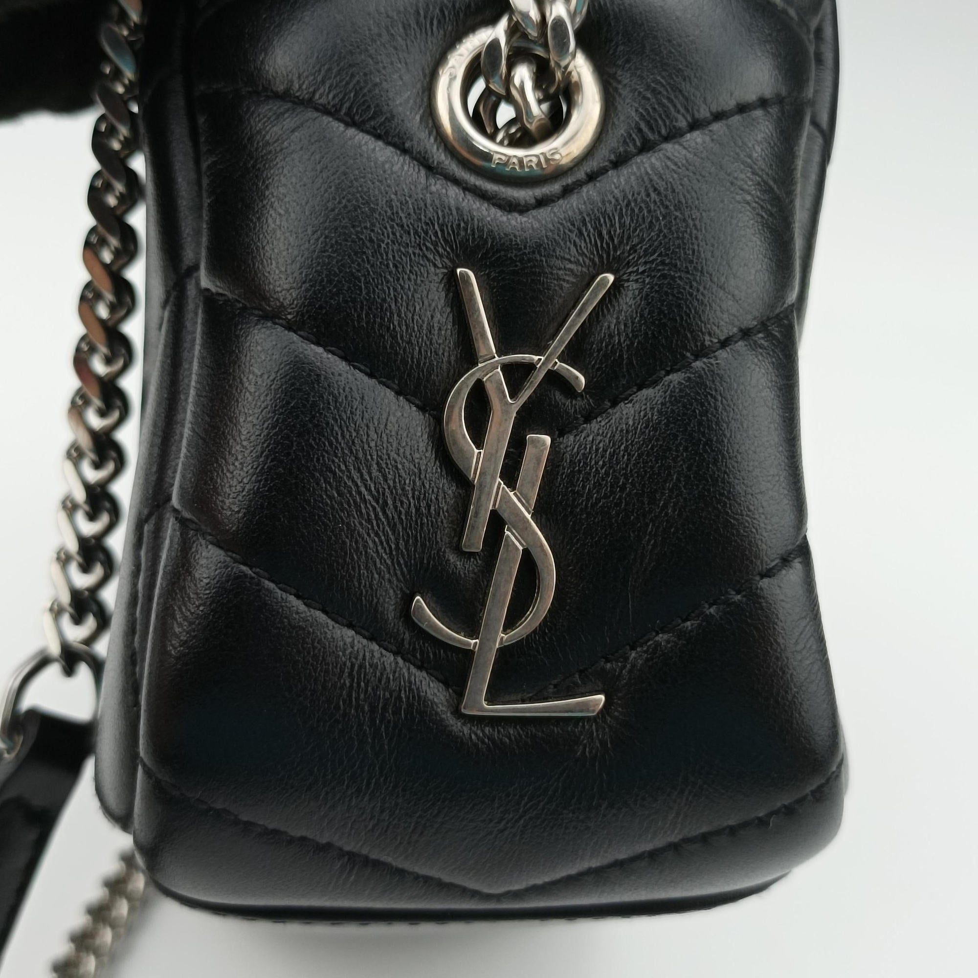 Pre-owned Yves Saint Laurent Lou Mini Bag Black Leather 457588 shoulderbag | stylenewstar