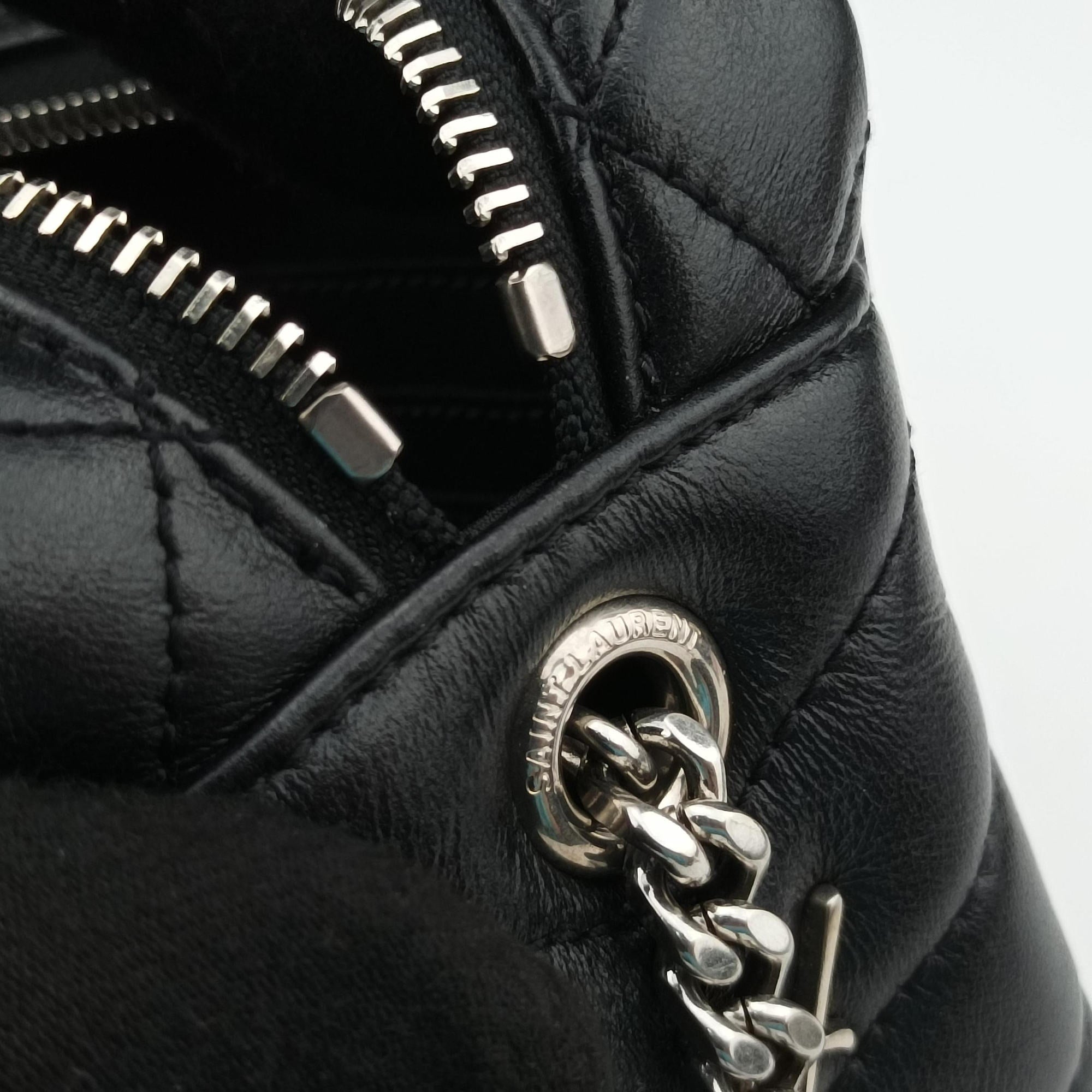 Pre-owned Yves Saint Laurent Lou Mini Bag Black Leather 457588 shoulderbag | stylenewstar
