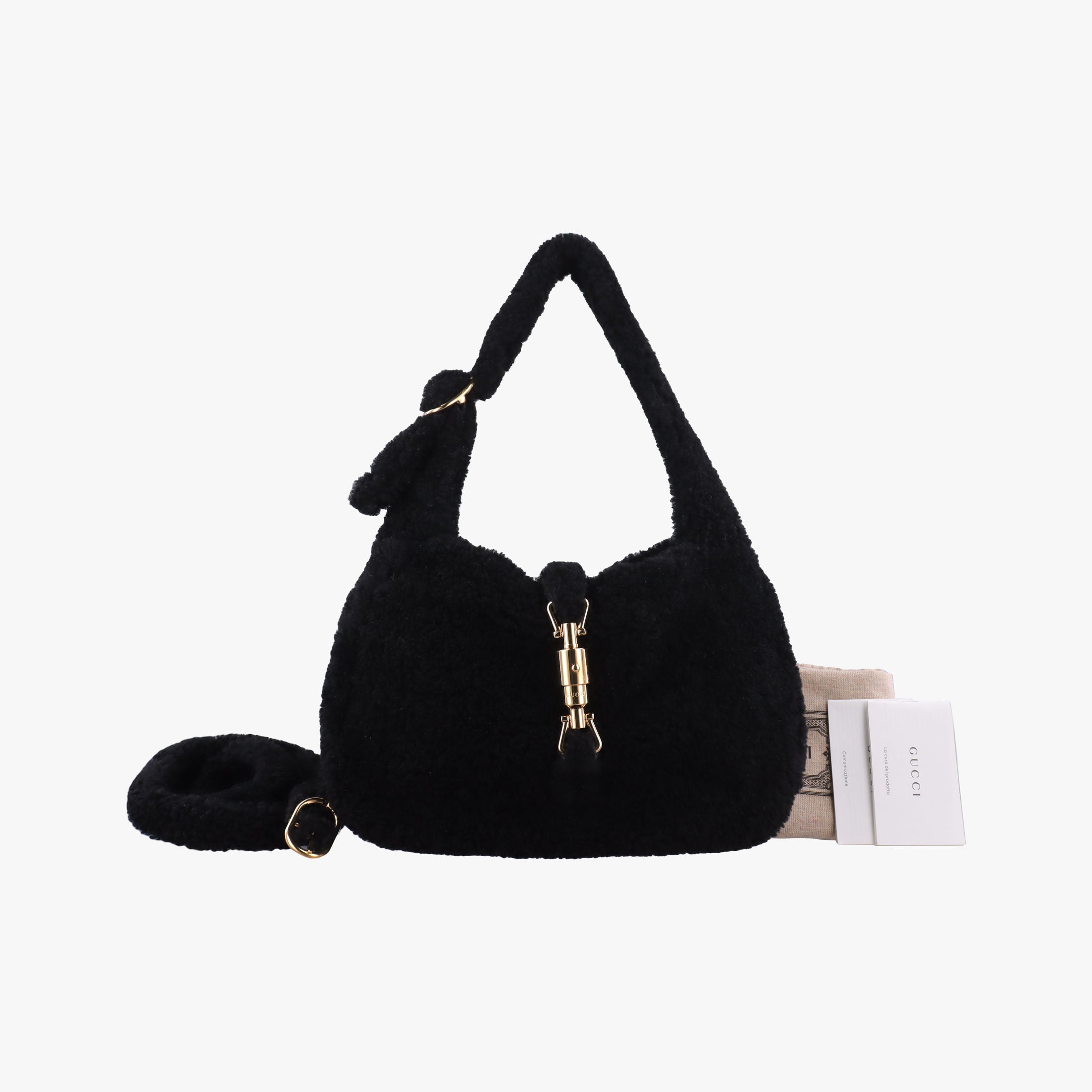 Vintage Gucci JACKIE 1961 Black Fur 636709 shoulderbag | stylenewstar