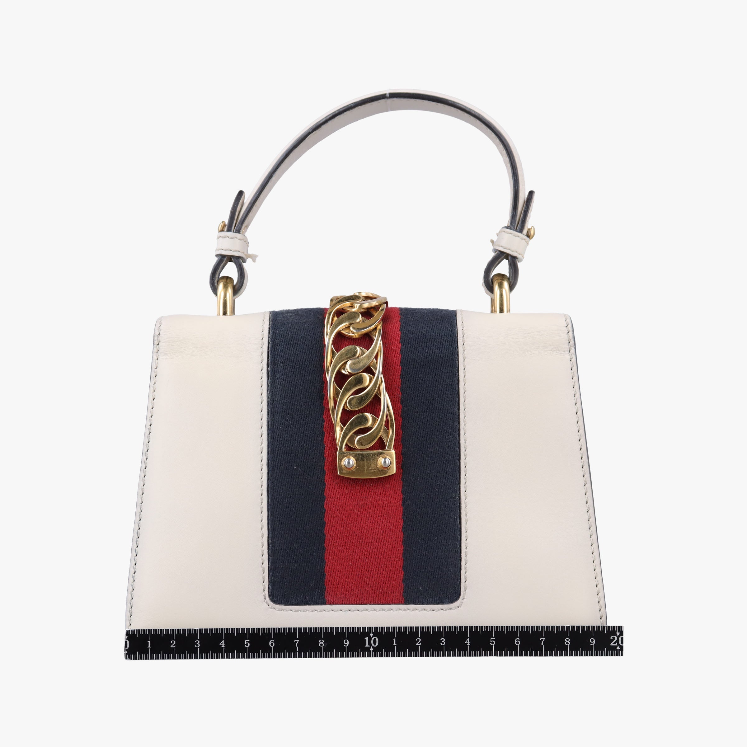 Pre-owned Gucci Sylvie Ivory×navy×red Leather 470270 shoulderbag | stylenewstar