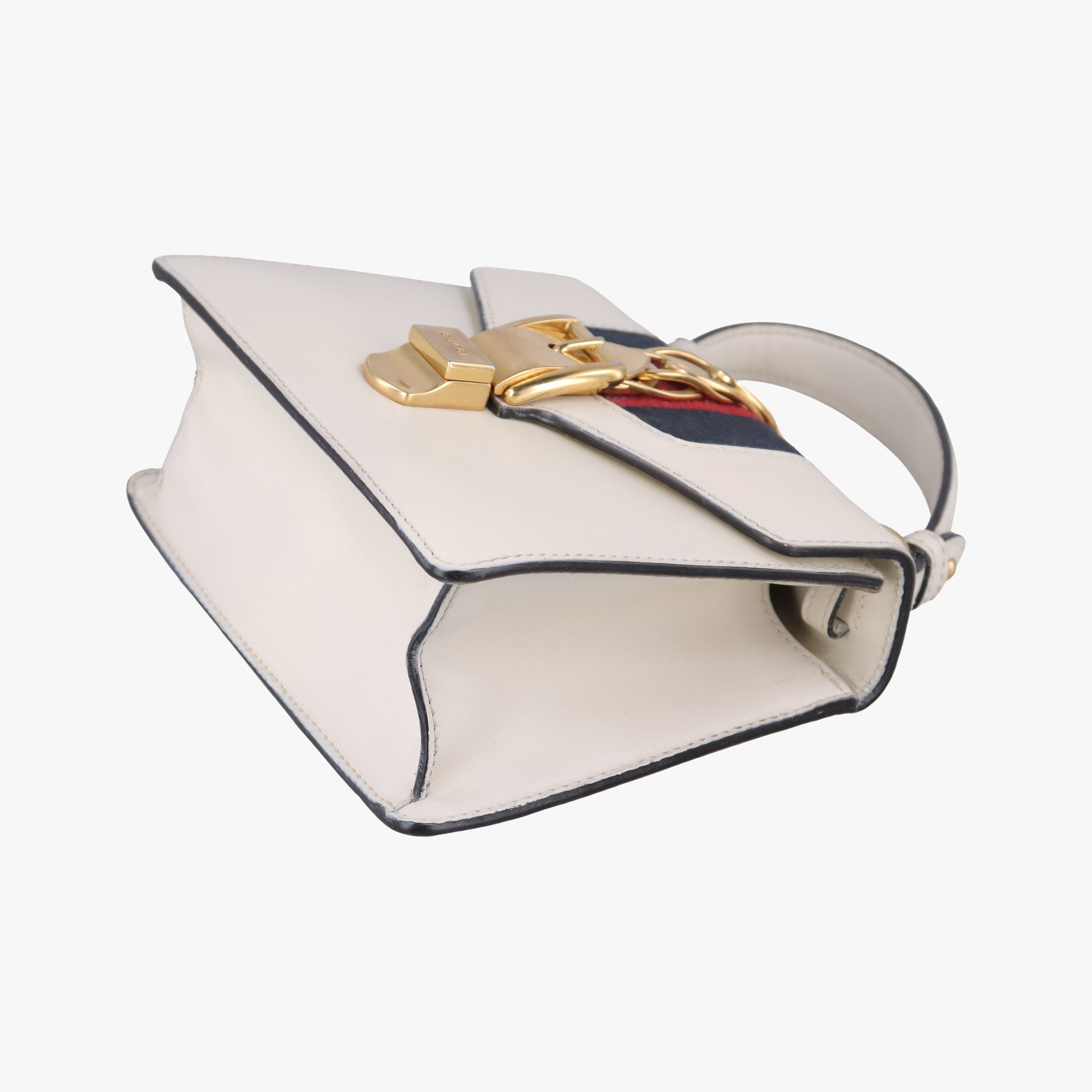 Pre-owned Gucci Sylvie Ivory×navy×red Leather 470270 shoulderbag | stylenewstar