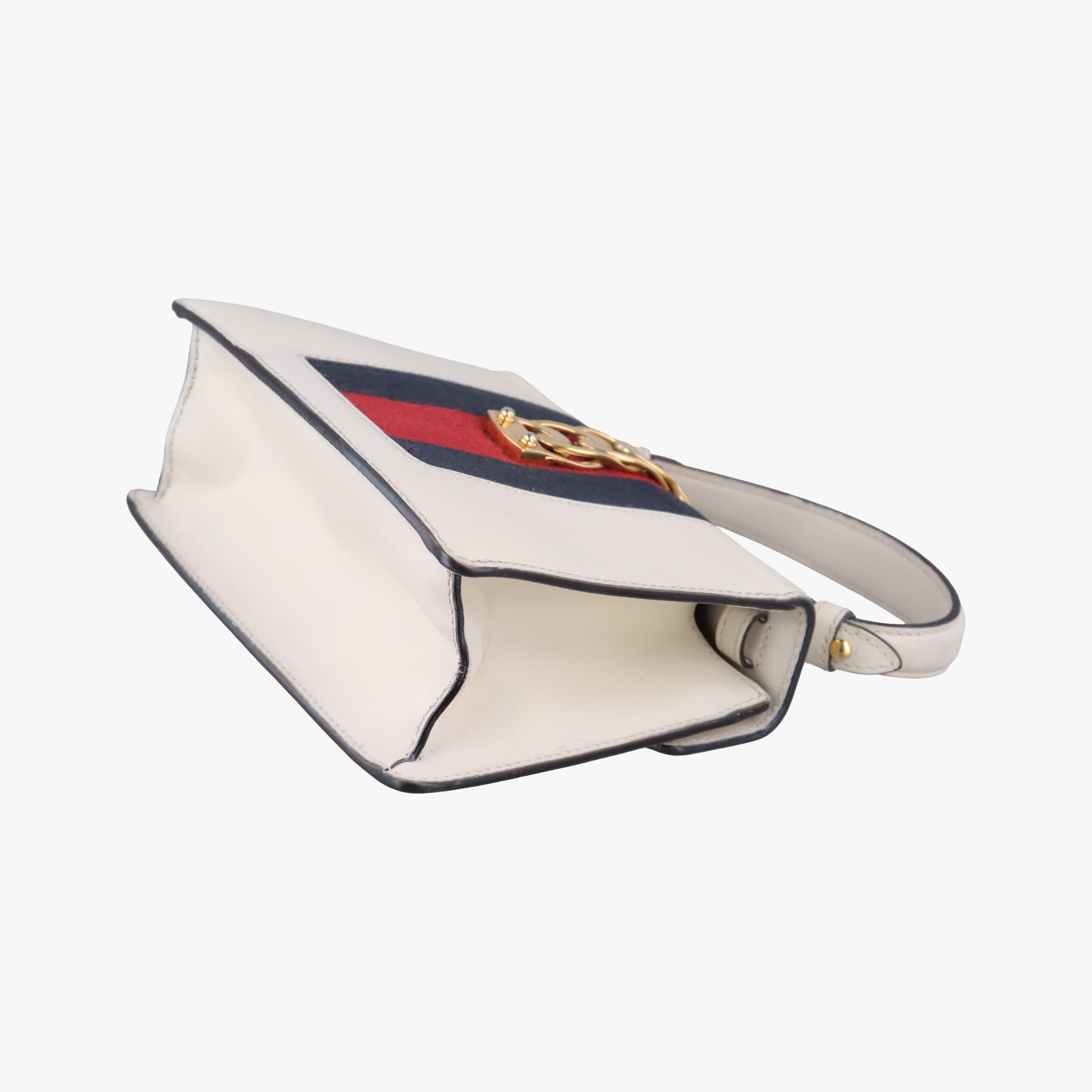 Pre-owned Gucci Sylvie Ivory×navy×red Leather 470270 shoulderbag | stylenewstar