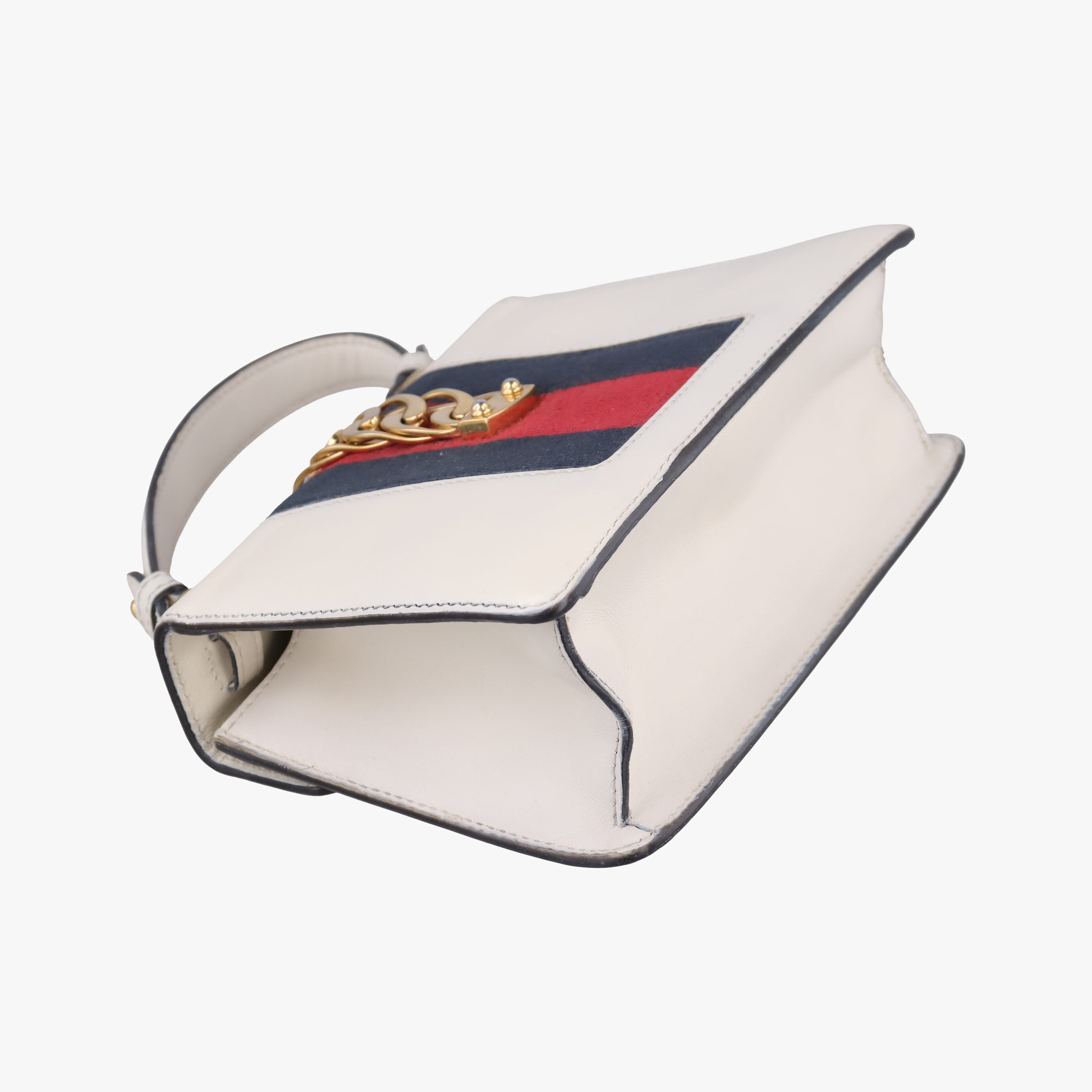 Pre-owned Gucci Sylvie Ivory×navy×red Leather 470270 shoulderbag | stylenewstar