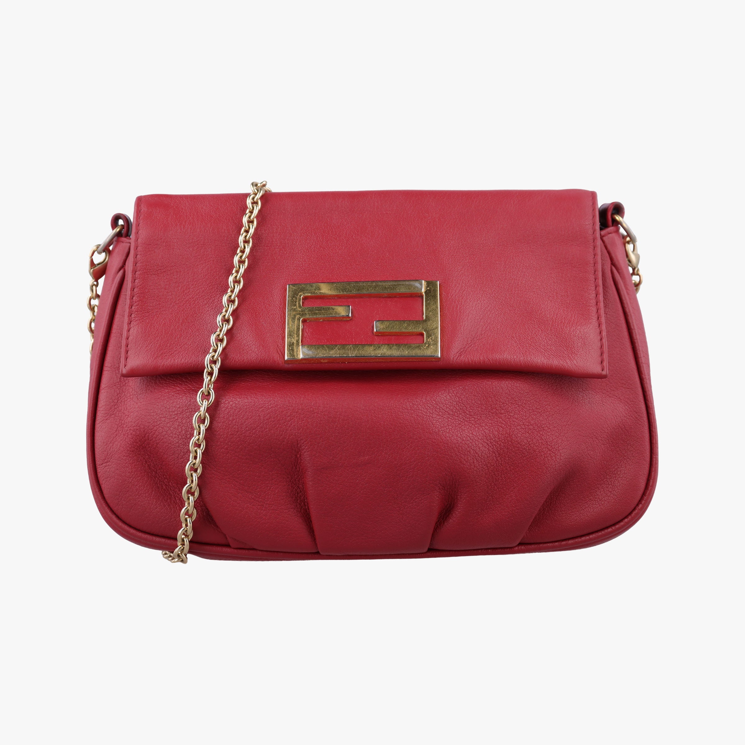 Pre-owned Fendi Fendista Pochette Red Leather 8M0276 shoulderbag | stylenewstar