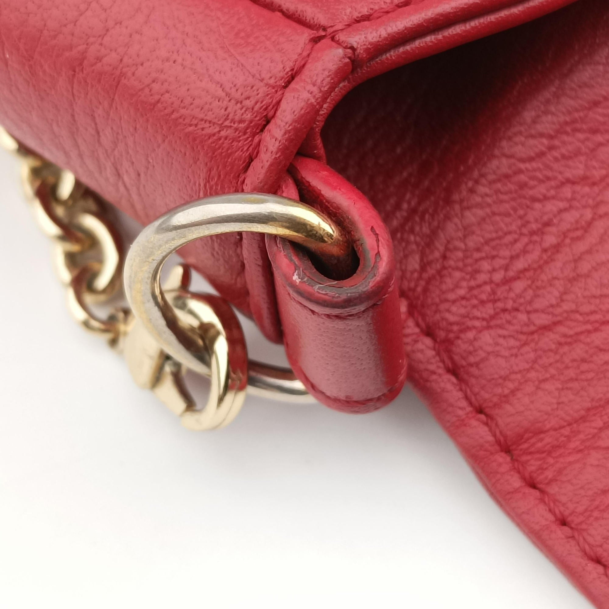 Pre-owned Fendi Fendista Pochette Red Leather 8M0276 shoulderbag | stylenewstar
