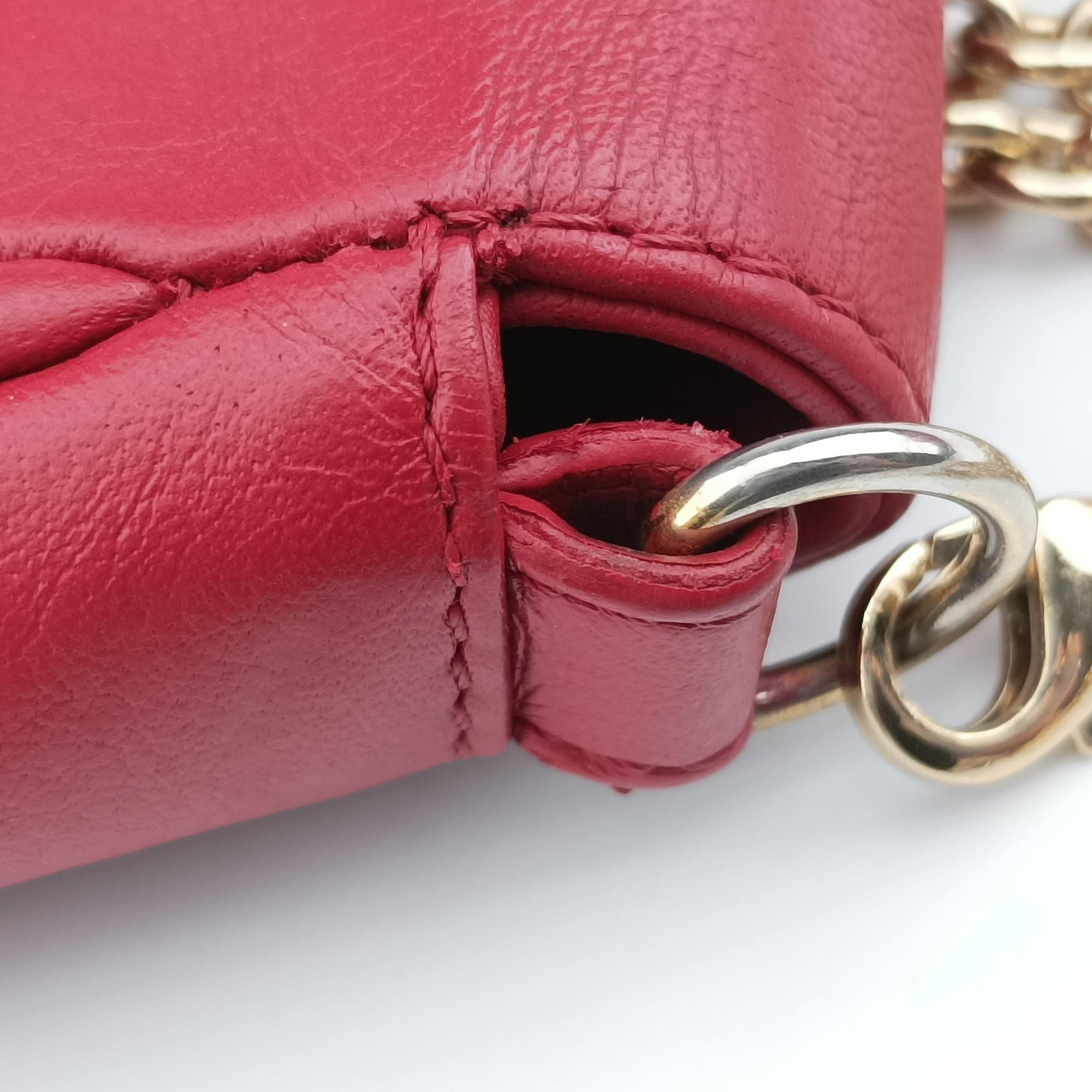 Pre-owned Fendi Fendista Pochette Red Leather 8M0276 shoulderbag | stylenewstar