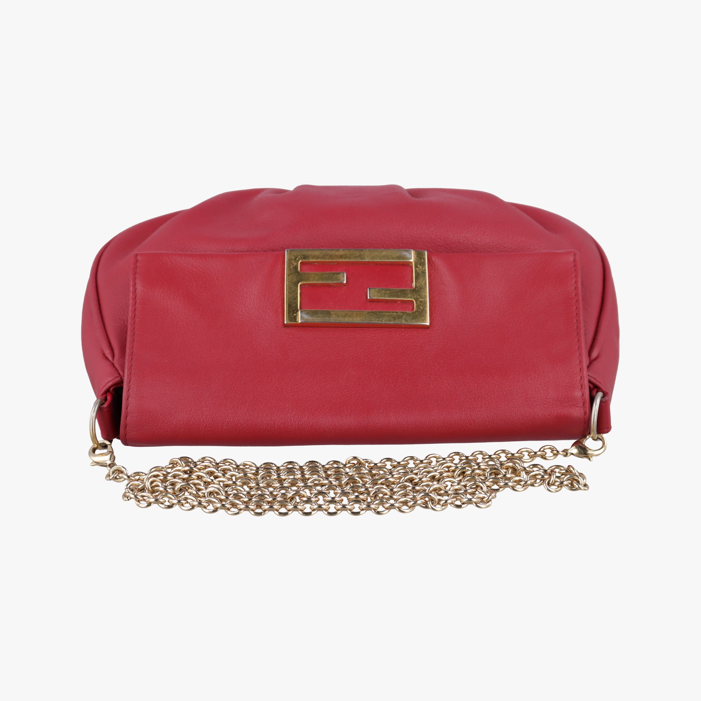 Pre-owned Fendi Fendista Pochette Red Leather 8M0276 shoulderbag | stylenewstar