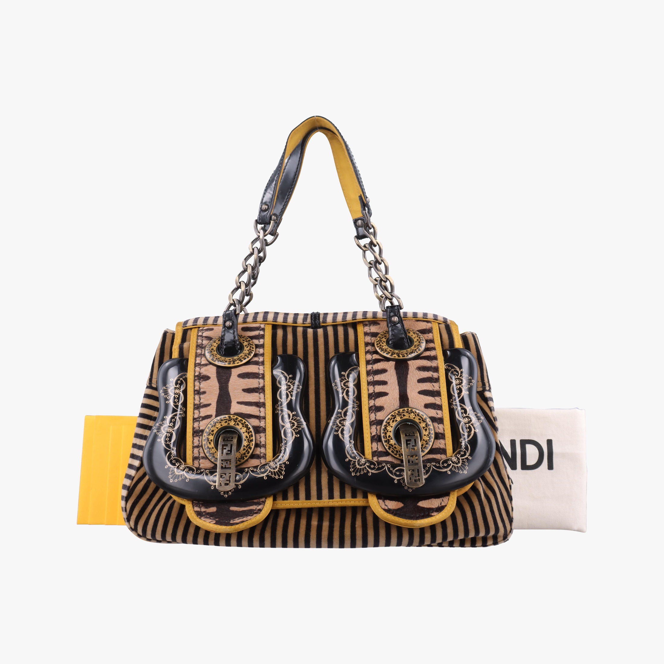 Vintage Fendi B Bag Multicolour Velvet × Fur 8BN165 handbag | stylenewstar