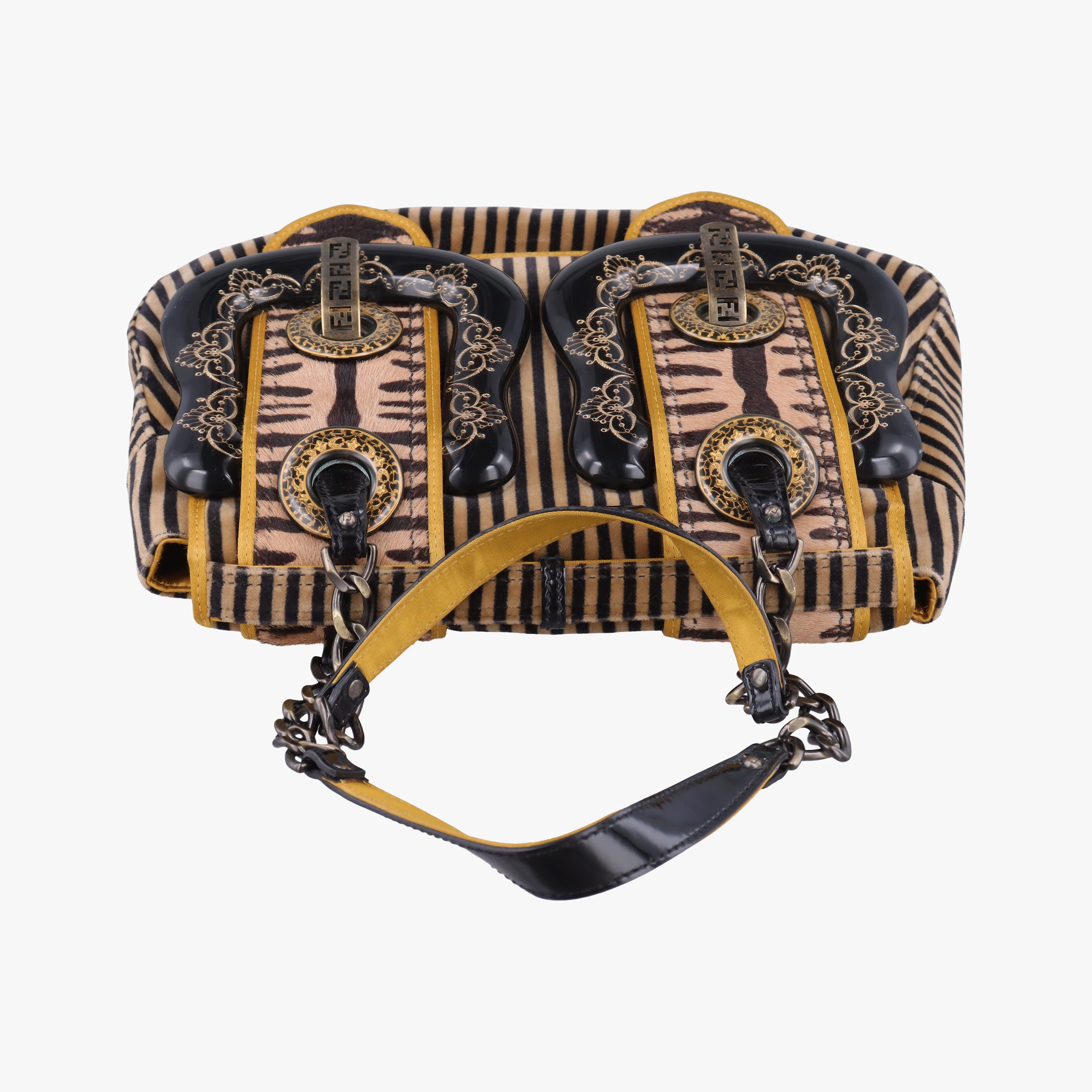 Vintage Fendi B Bag Multicolour Velvet × Fur 8BN165 handbag | stylenewstar