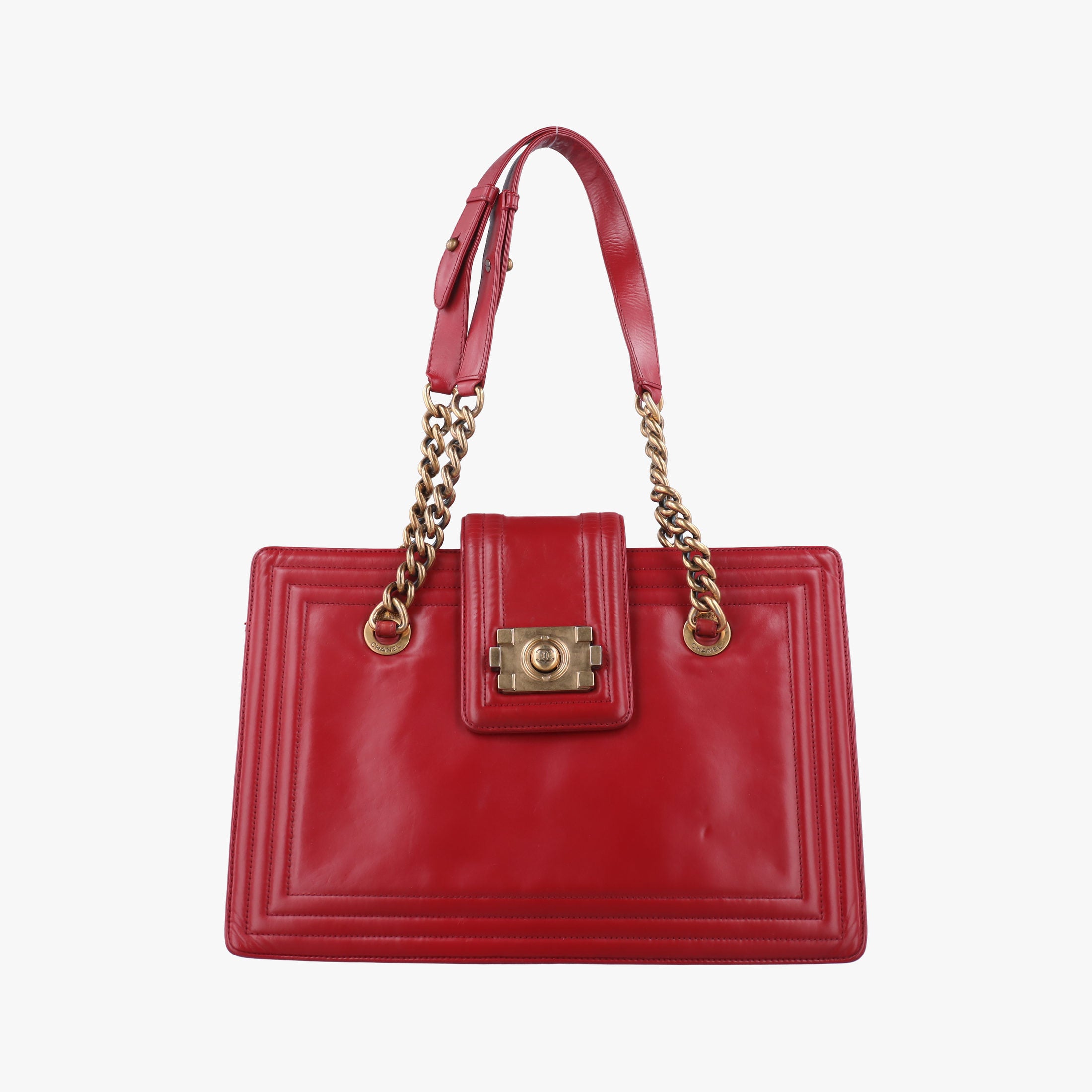 Secondhand Chanel Jetsetter Boy Shopping Tote Red Leather A66708 shoulderbag | stylenewstar