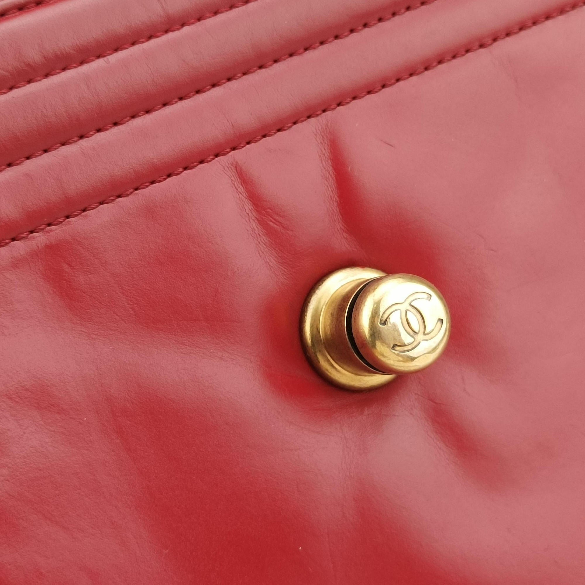 Secondhand Chanel Jetsetter Boy Shopping Tote Red Leather A66708 shoulderbag | stylenewstar