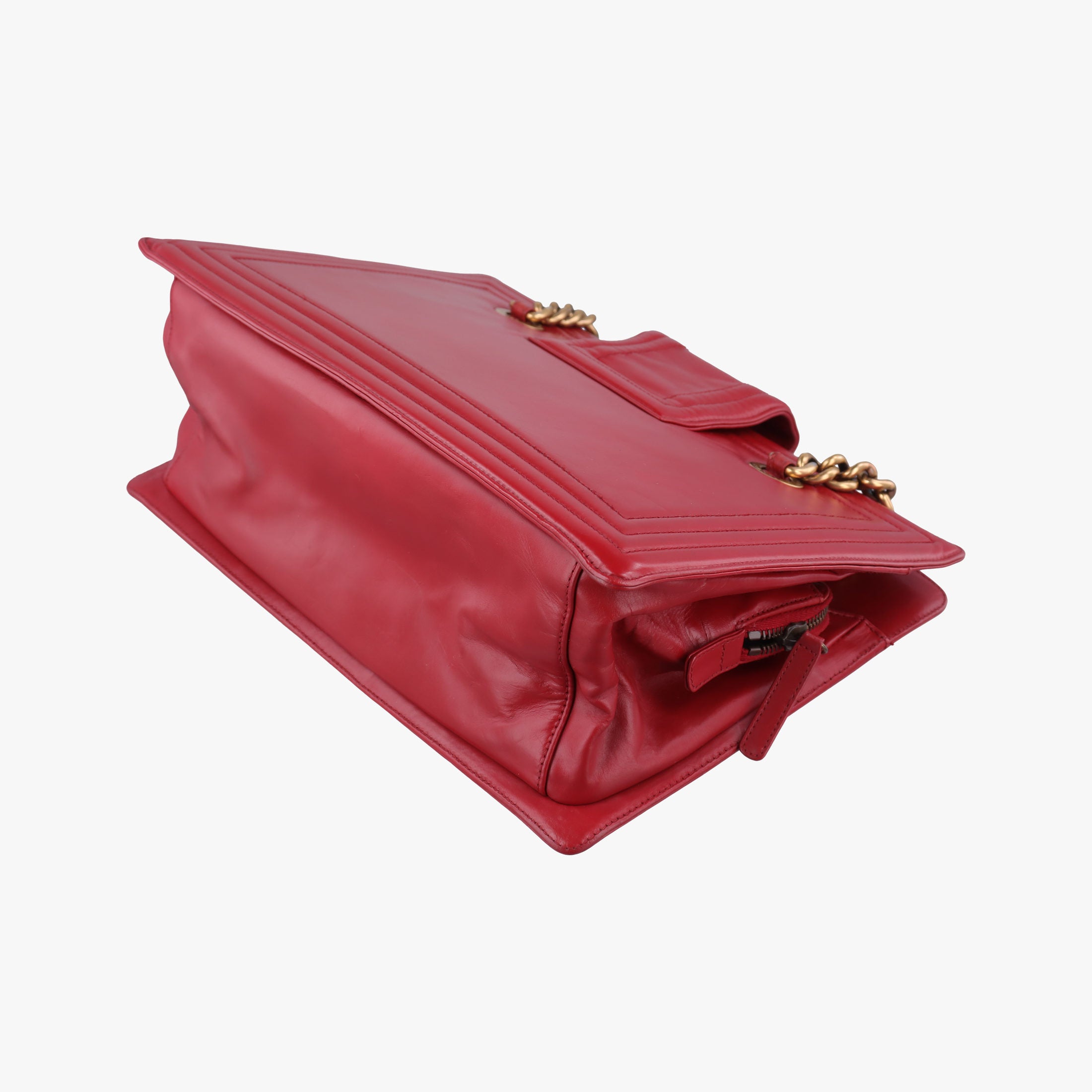 Secondhand Chanel Jetsetter Boy Shopping Tote Red Leather A66708 shoulderbag | stylenewstar