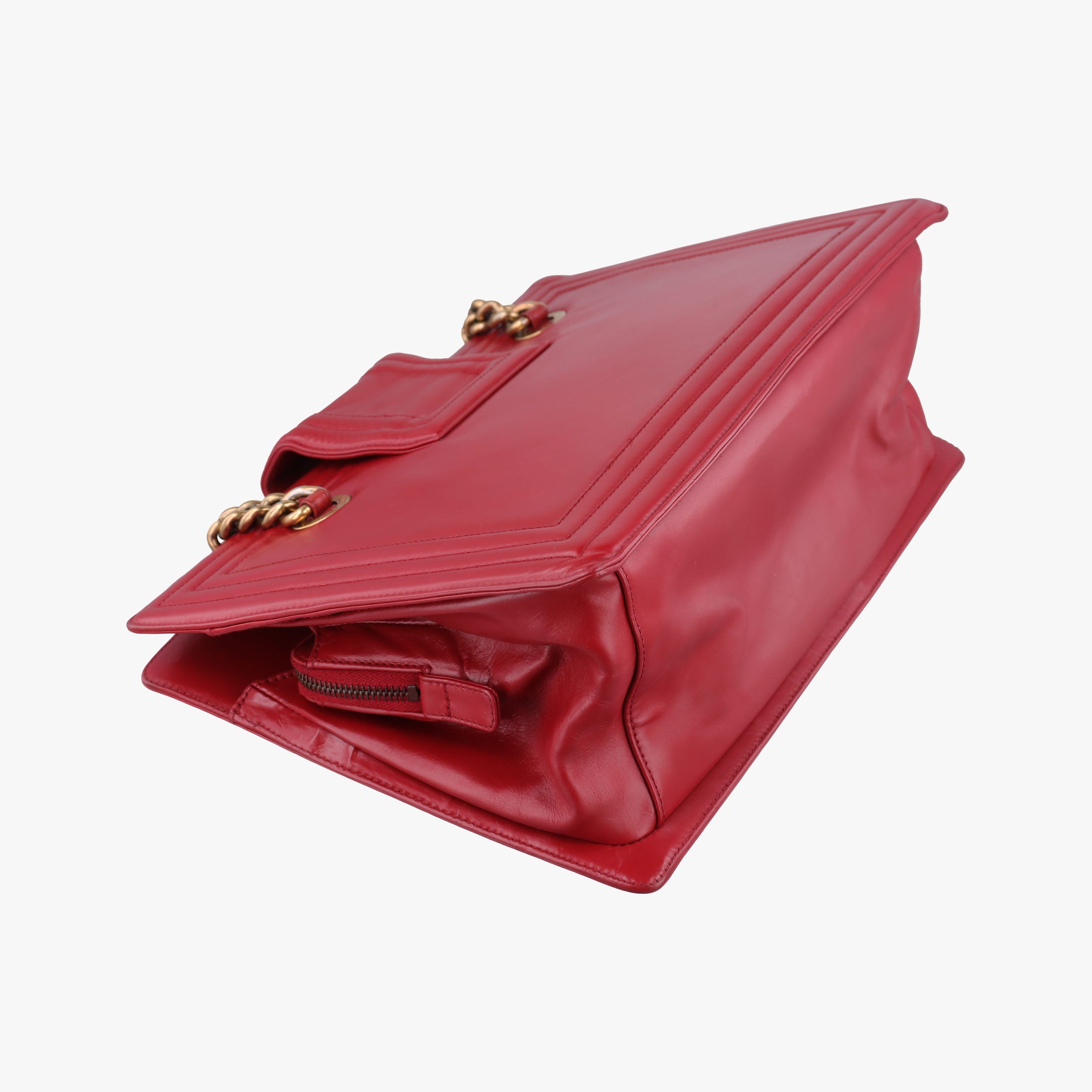 Secondhand Chanel Jetsetter Boy Shopping Tote Red Leather A66708 shoulderbag | stylenewstar