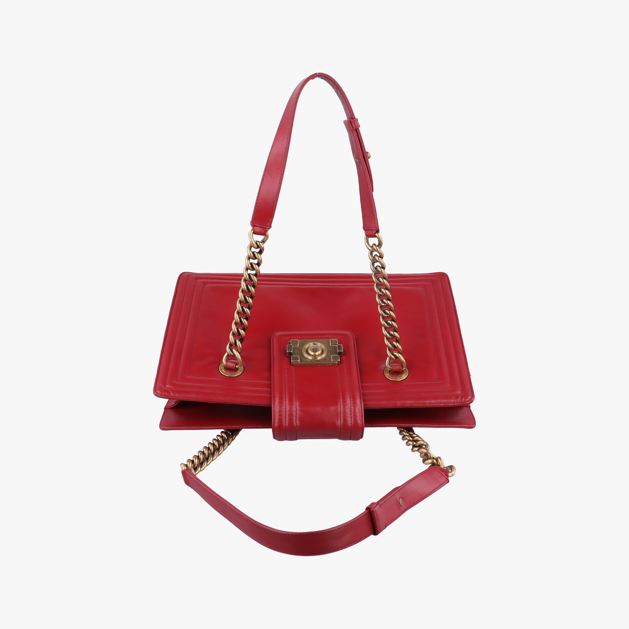 Secondhand Chanel Jetsetter Boy Shopping Tote Red Leather A66708 shoulderbag | stylenewstar