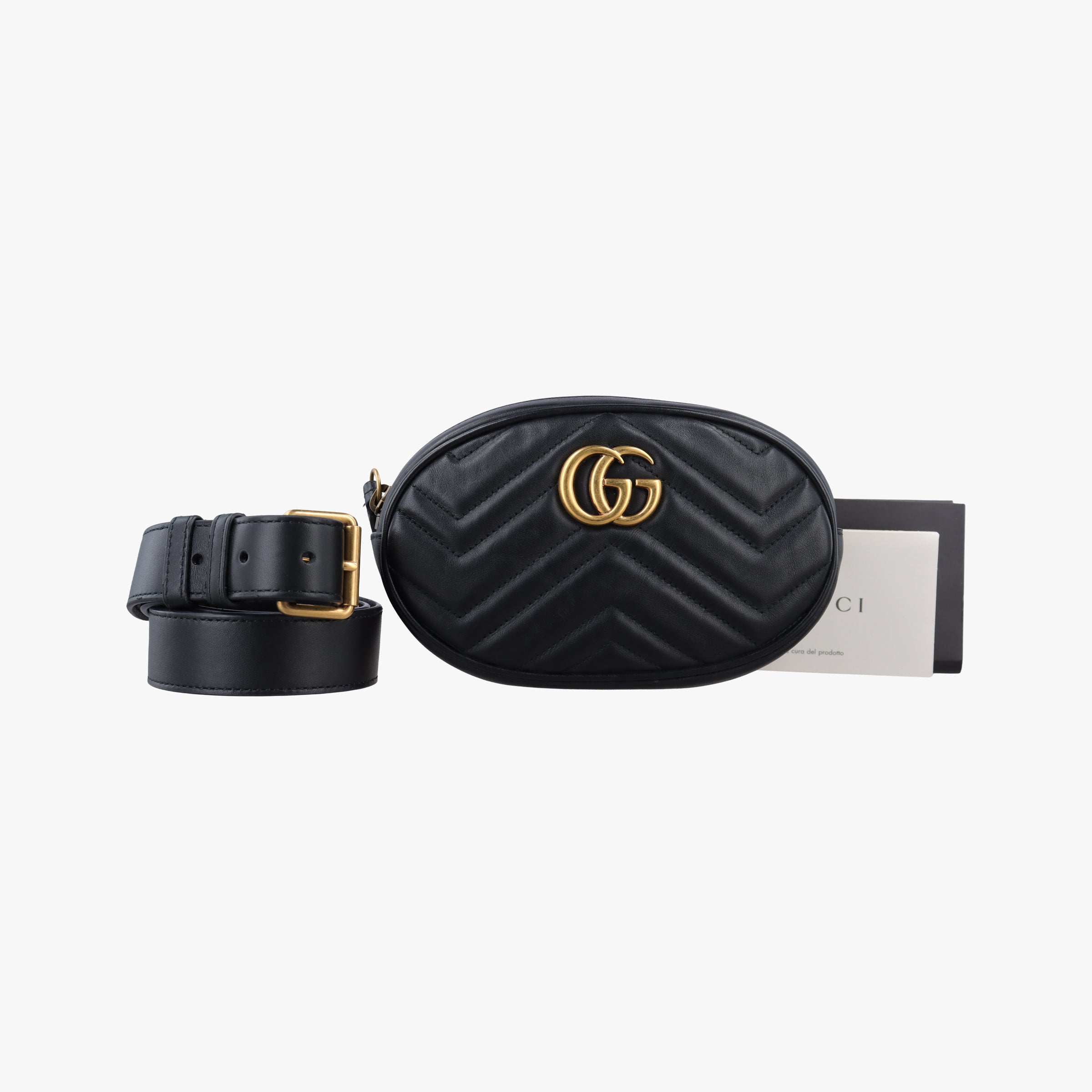 Vintage Gucci GG Marmont Black Leather 476434 bum bag/waist bag | stylenewstar