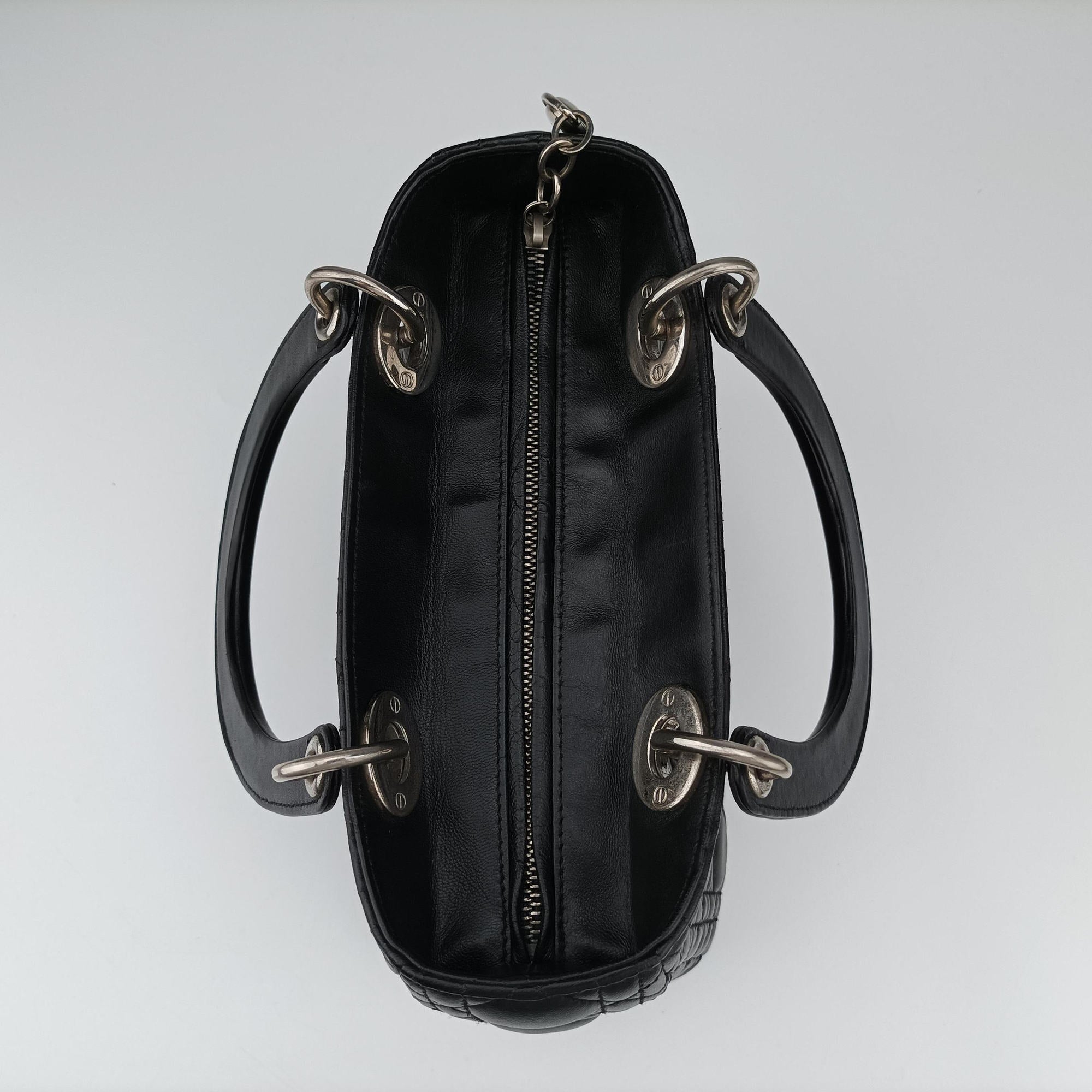 Pre-owned Christian Dior Lady Dior Black lambskin  shoulderbag | stylenewstar