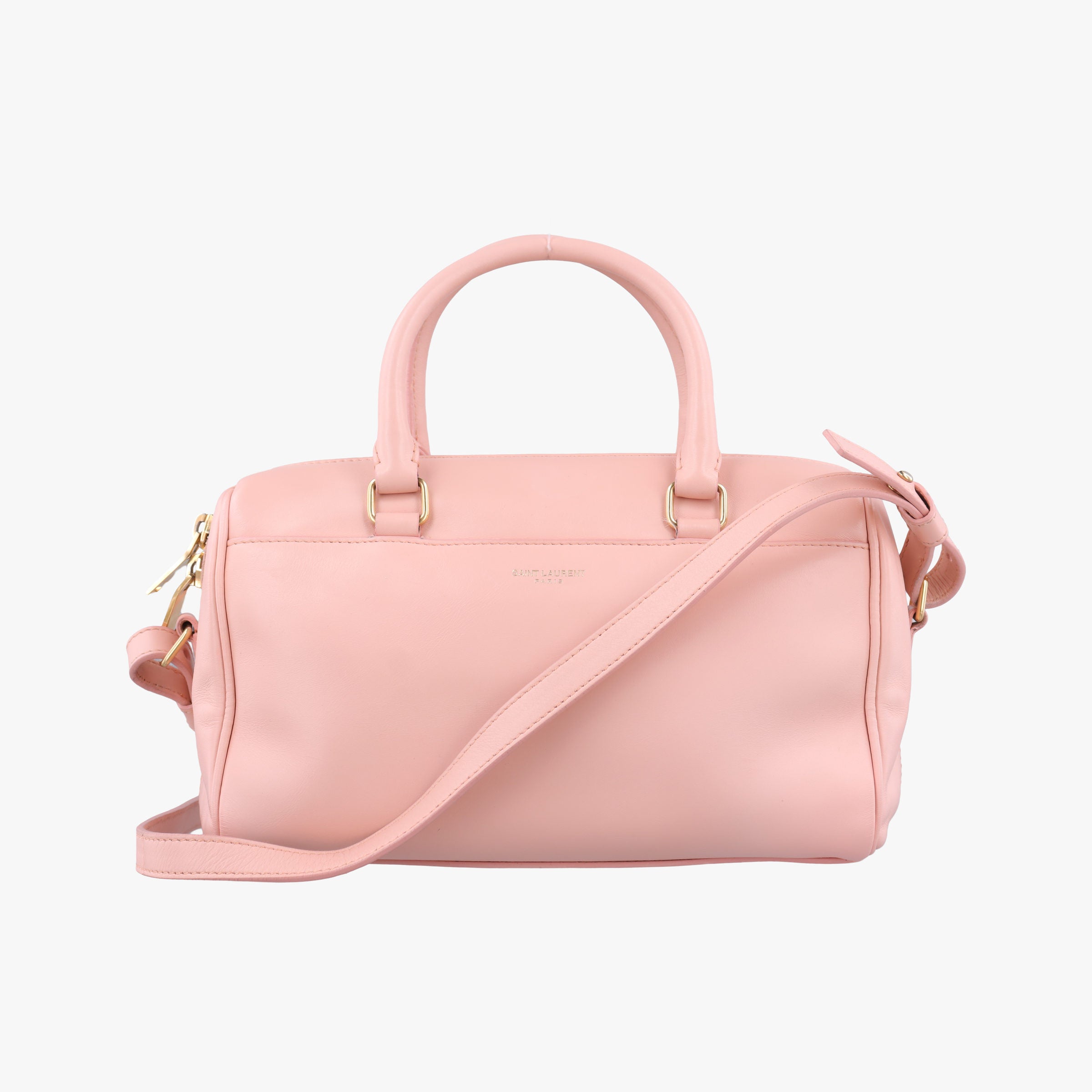 Pre-owned Yves Saint Laurent CLASSIC BABY DUFFLE Pink Leather 330958 shoulderbag | stylenewstar