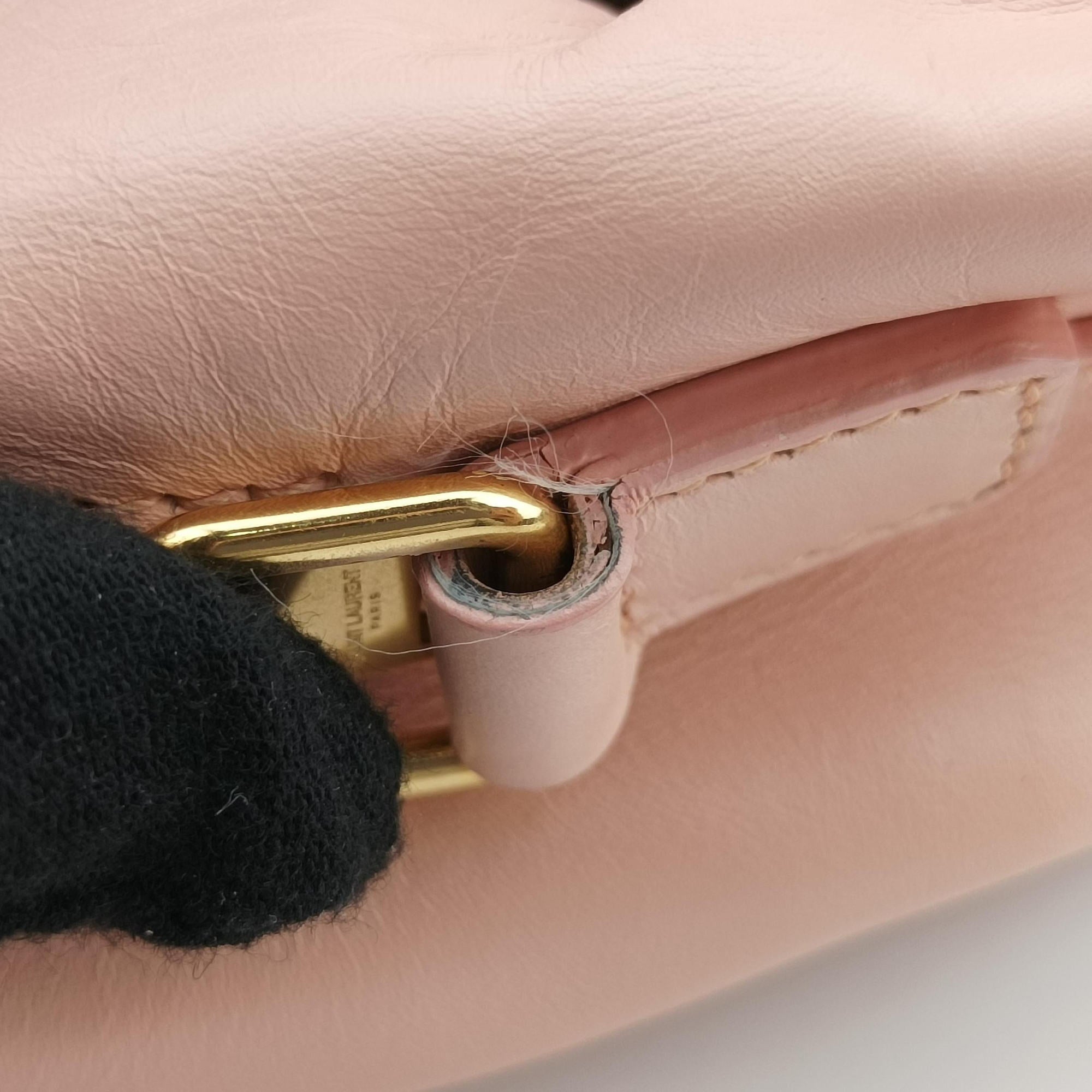 Pre-owned Yves Saint Laurent CLASSIC BABY DUFFLE Pink Leather 330958 shoulderbag | stylenewstar