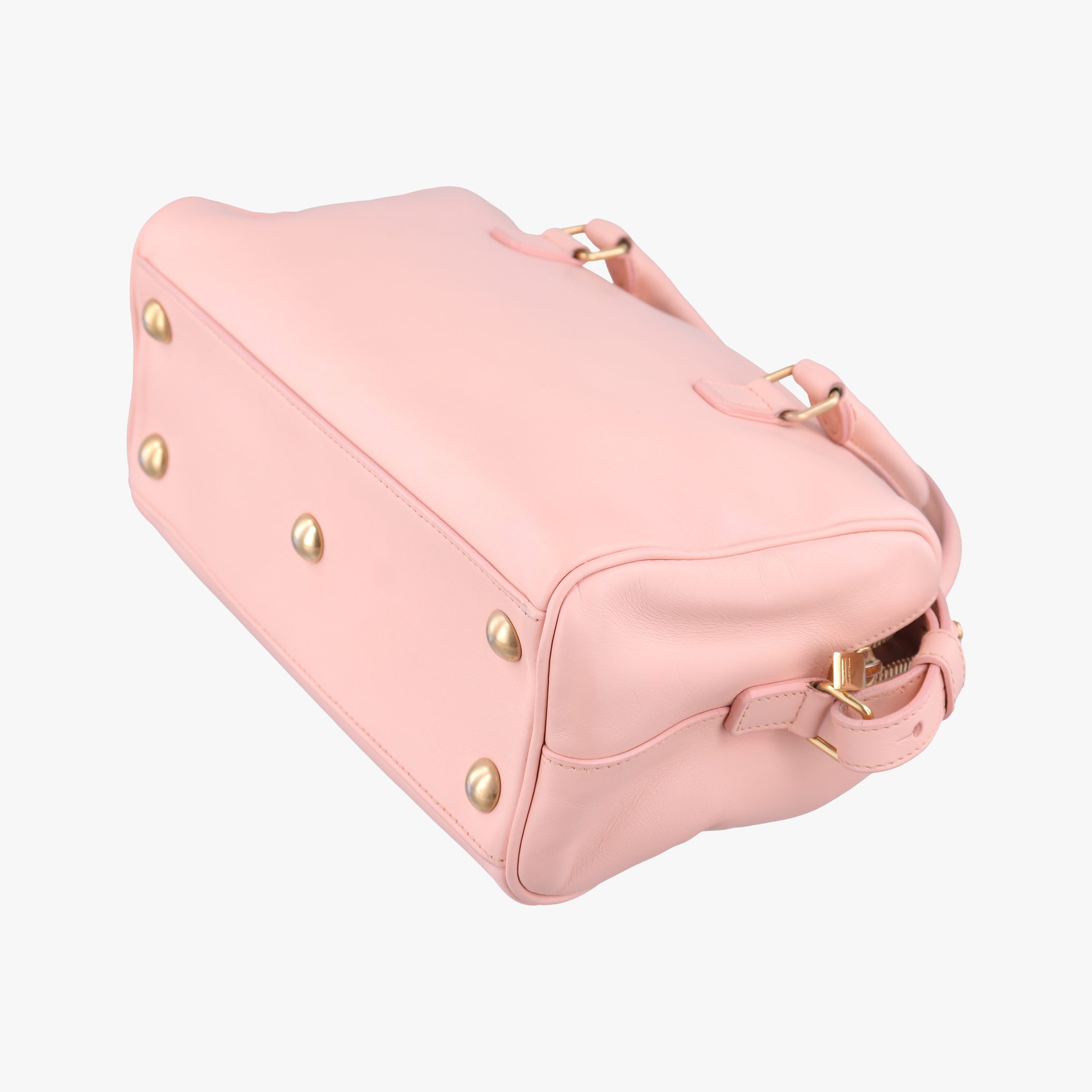 Pre-owned Yves Saint Laurent CLASSIC BABY DUFFLE Pink Leather 330958 shoulderbag | stylenewstar