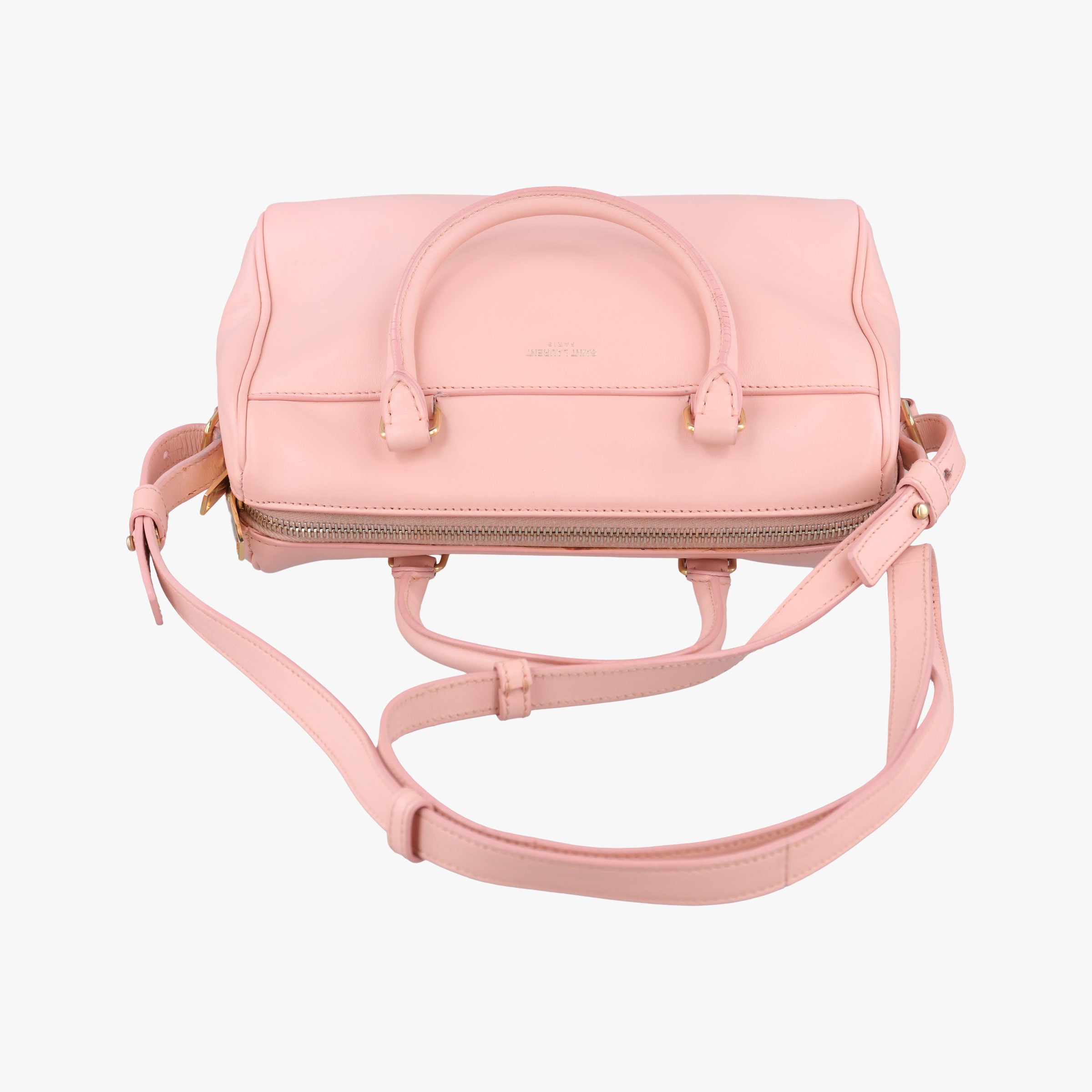 Pre-owned Yves Saint Laurent CLASSIC BABY DUFFLE Pink Leather 330958 shoulderbag | stylenewstar