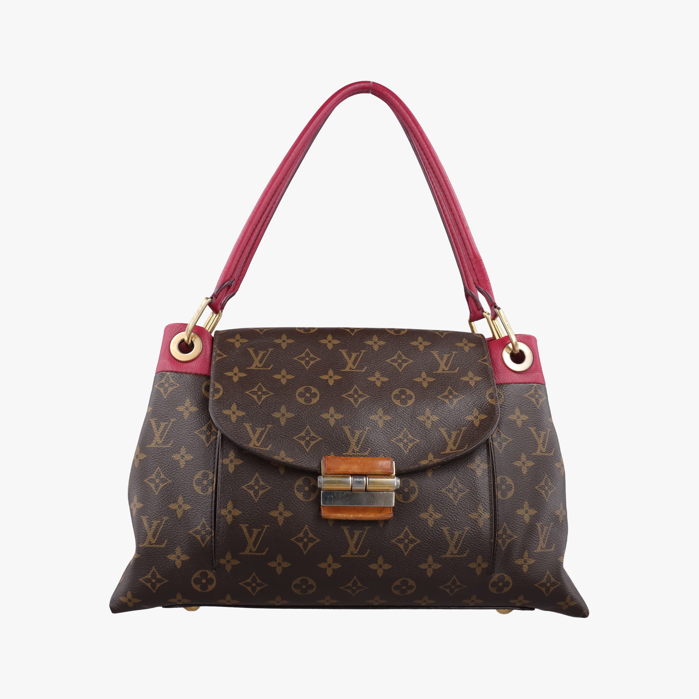 Pre-owned Louis Vuitton OLYMPE Brown×Rouge Monogram Canvas×calf leather M40732 shoulderbag | stylenewstar
