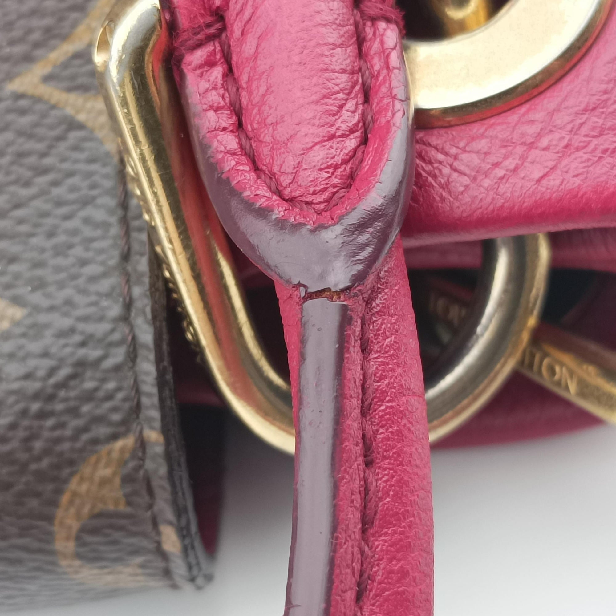 Pre-owned Louis Vuitton OLYMPE Brown×Rouge Monogram Canvas×calf leather M40732 shoulderbag | stylenewstar