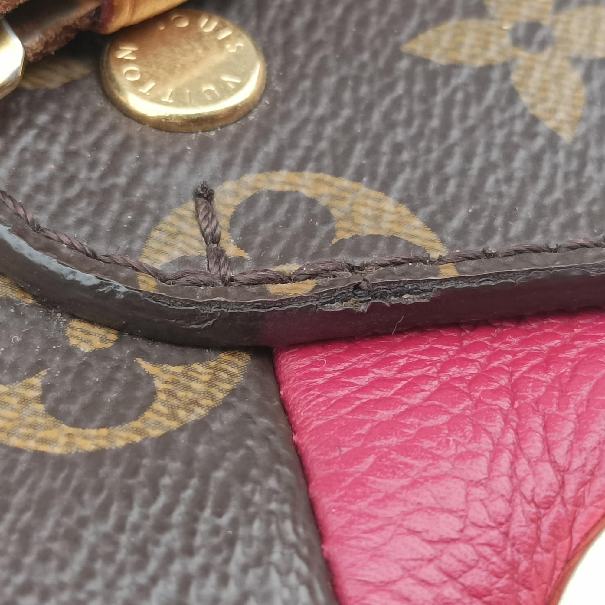 Pre-owned Louis Vuitton OLYMPE Brown×Rouge Monogram Canvas×calf leather M40732 shoulderbag | stylenewstar